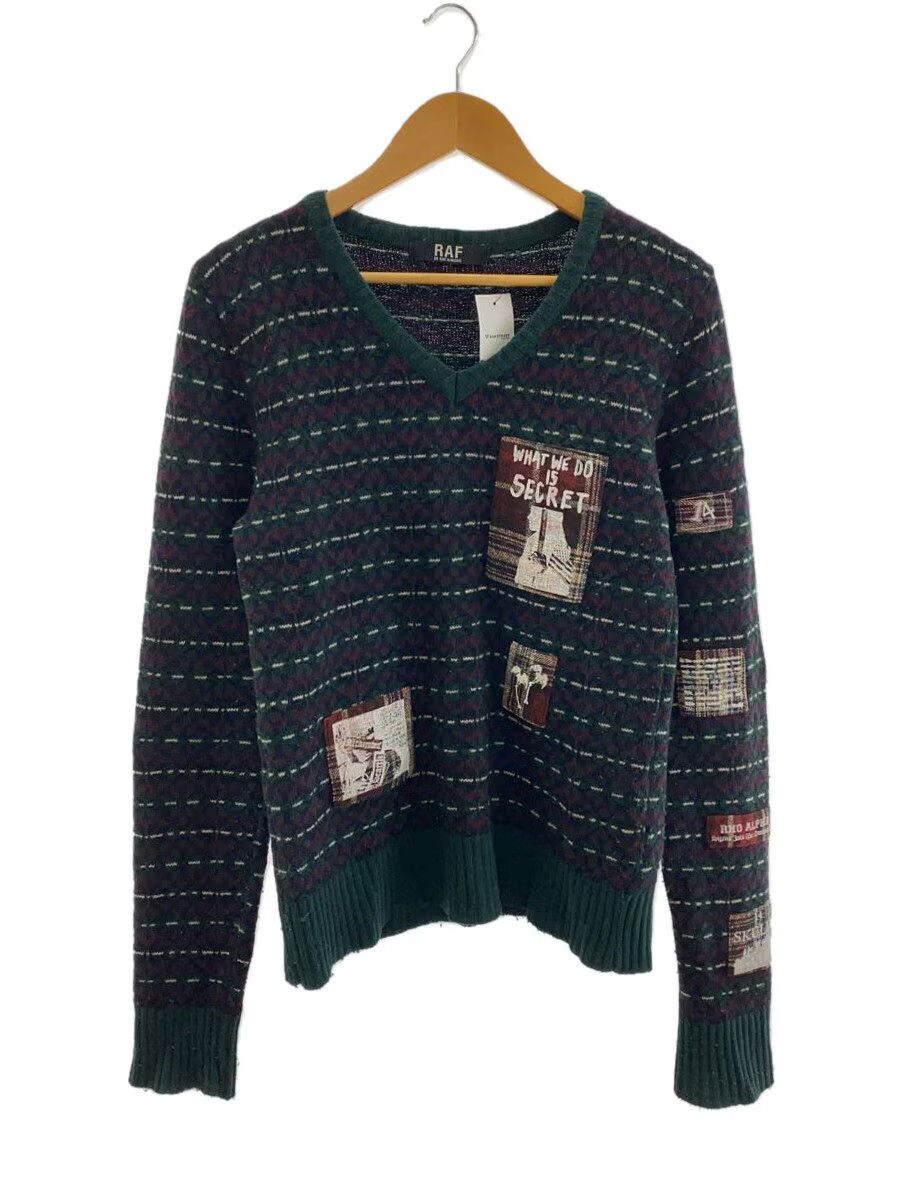 トップス Archive RAF SIMONS Patch Knit Sweater Raf Simons Archive Patchwork V Neck Wool Knit Sweater | Grailed