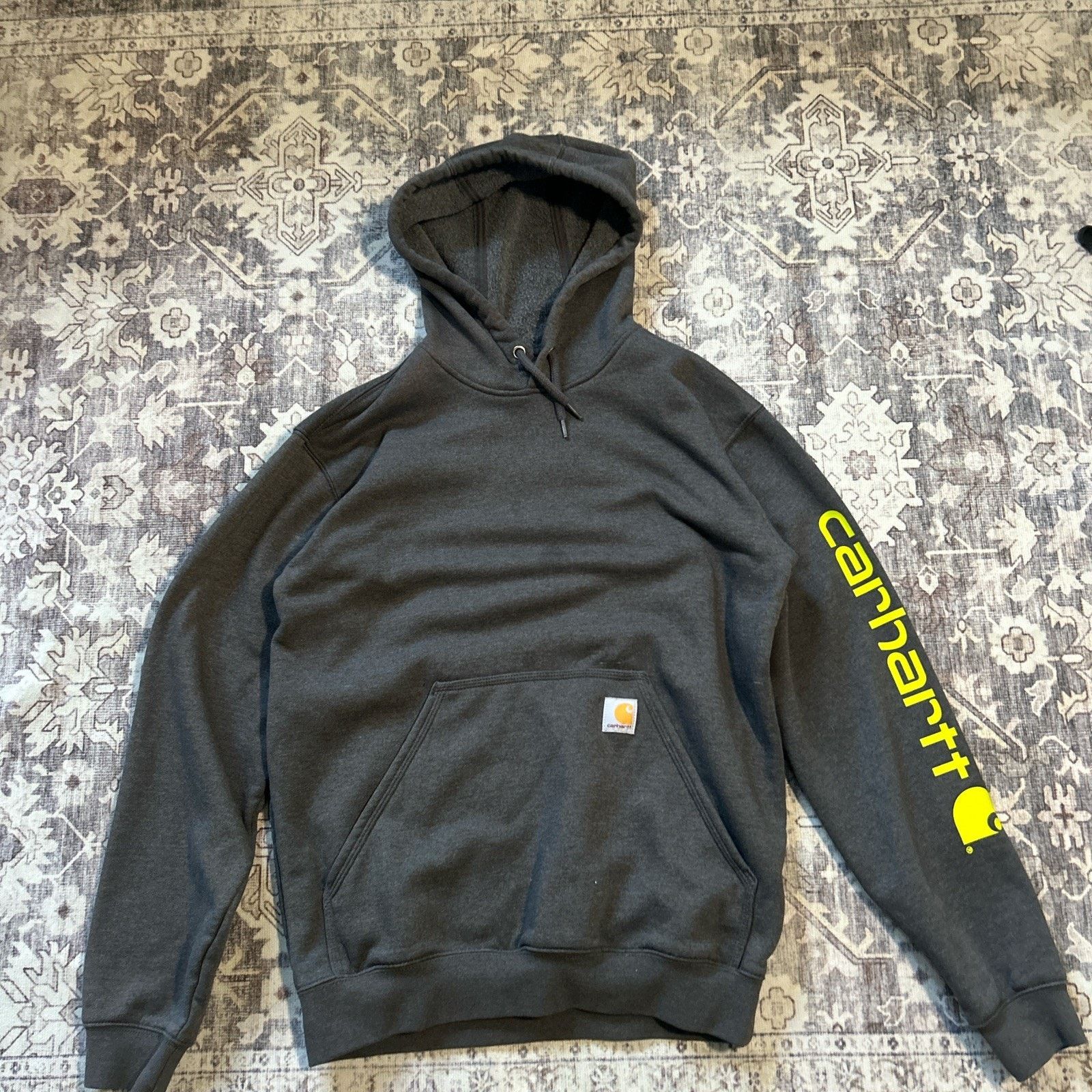 Carhartt Carhartt Hoodie Mens Size S Gray Loose Fit Neon Sleeve Logo Size US S / EU 44-46 / 1 - 1 Thumbnail