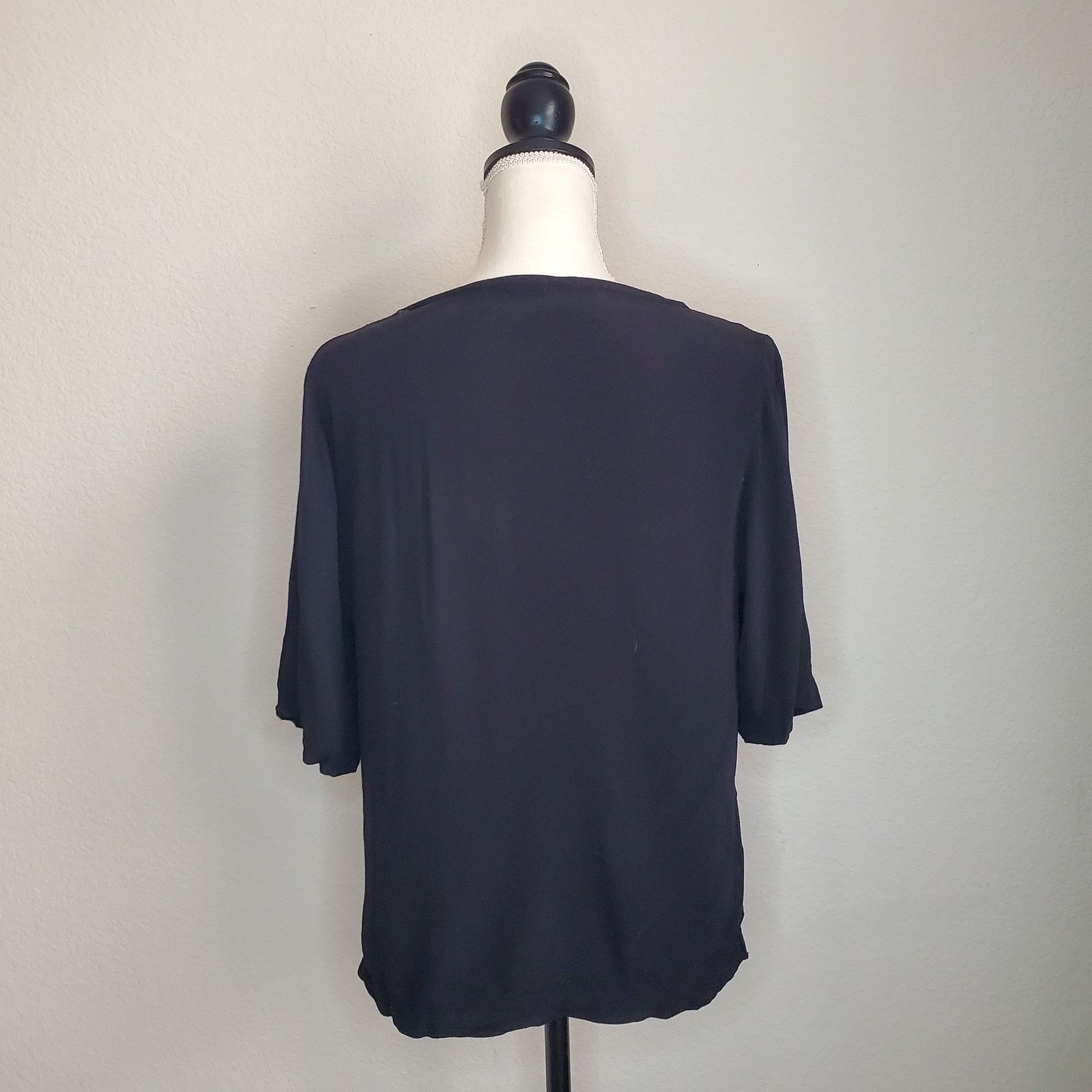 MONROW Monrow Black Crepe Blouse Medium Size M / US 6-8 / IT 42-44 - 3 Thumbnail