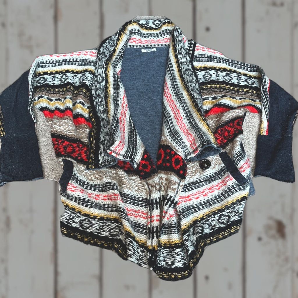 BB Dakota BB Dakota Colorful SWEATER Cardigan Open Front KNIT Waterfall Neck Women’s Large Size L / US 10 / IT 46 - 1 Thumbnail