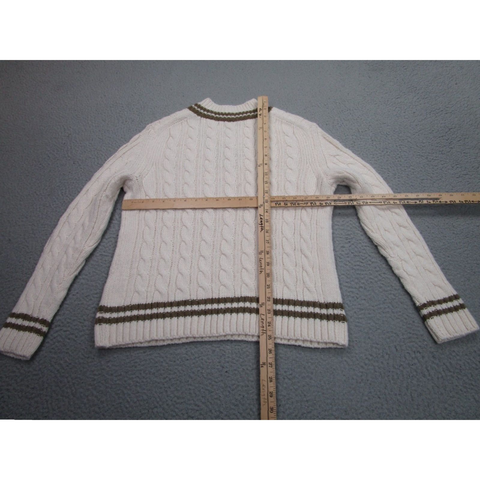 American Eagle Outfitters American Eagle Outfitters Sweater Womens XS Cable Knit V-Neck Fisherman Pullover Ivory Preppy Casual Size XS / US 0-2 / IT 36-38 - 6 Thumbnail