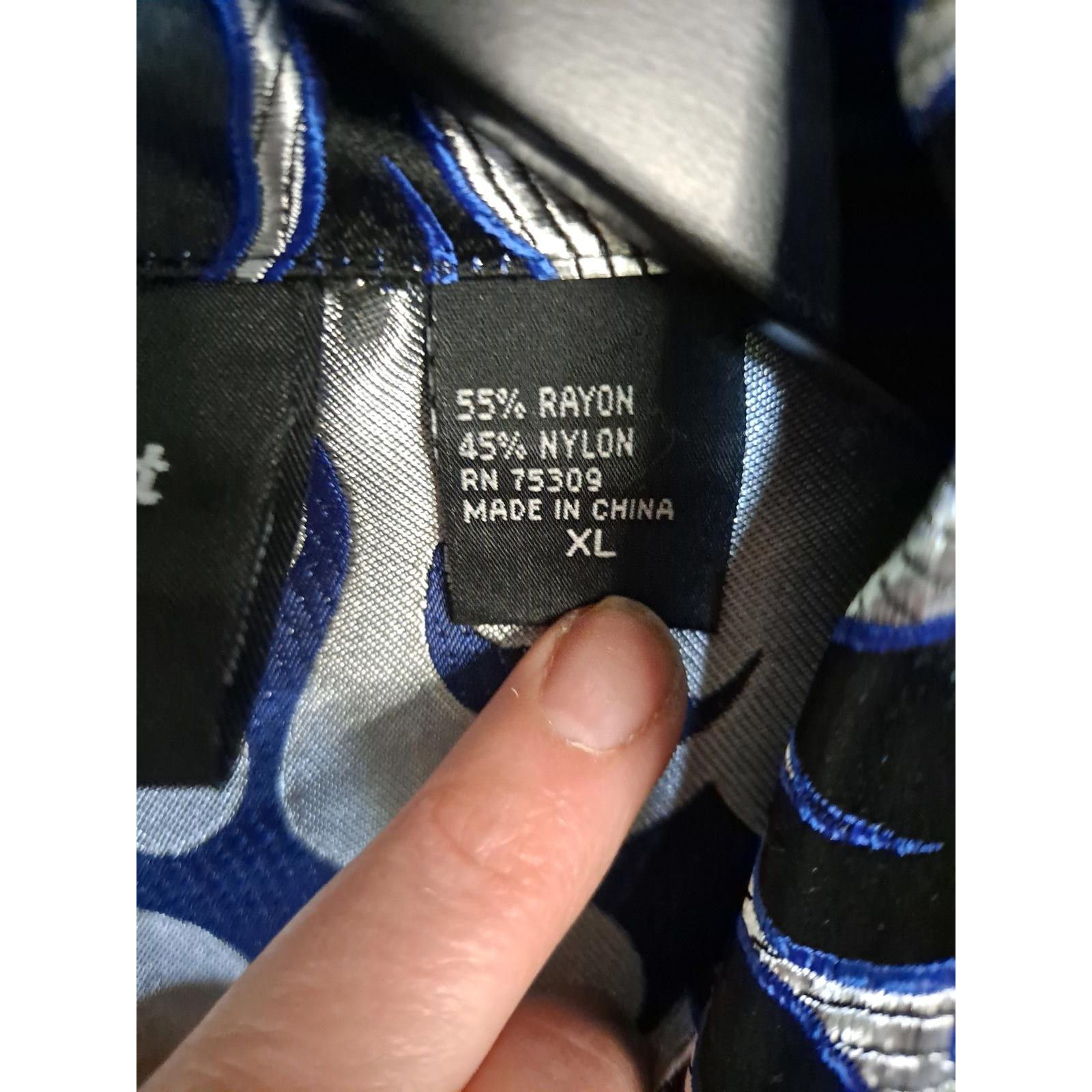 Other Vintage Street Culture Silver, Blue and Black Fire Button Up Size US XL / EU 56 / 4 - 4 Thumbnail