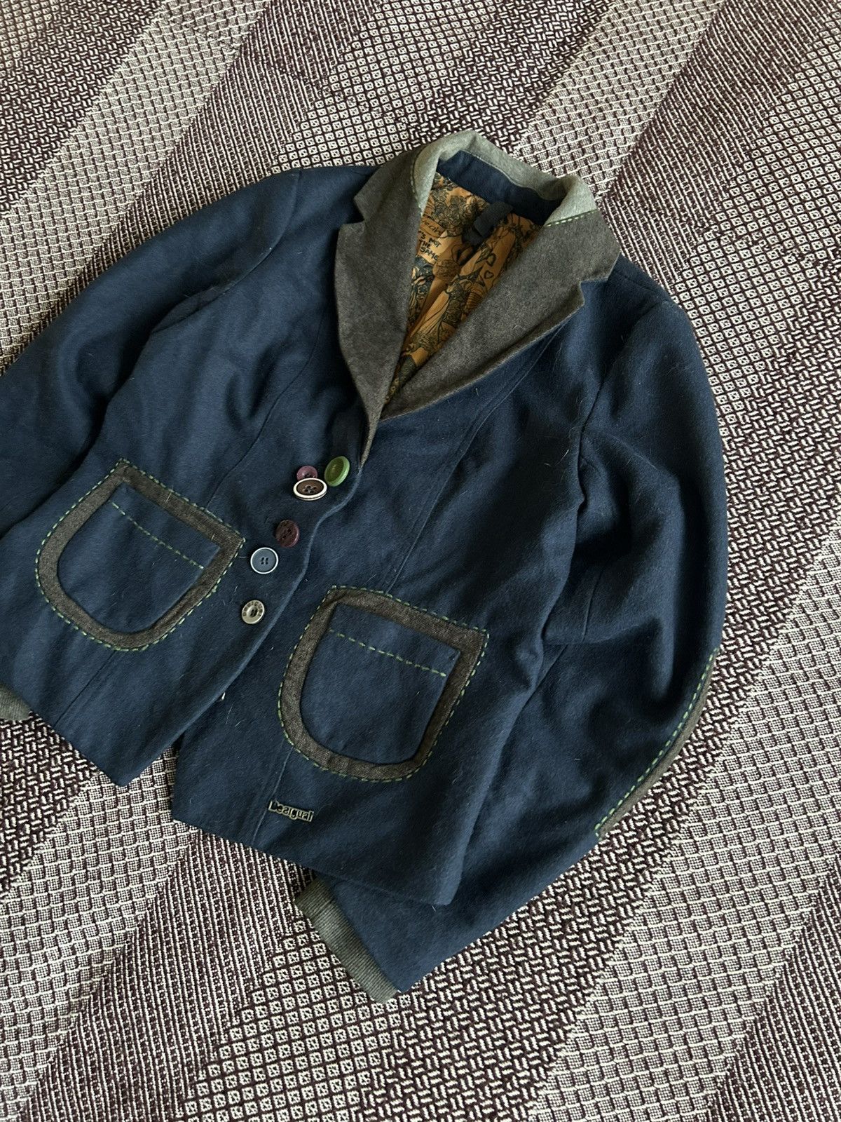Desigual Desigual Patchwork Wool Blazer Japanese Style Size 40 Size S / US 4 / IT 40 - 2 Thumbnail