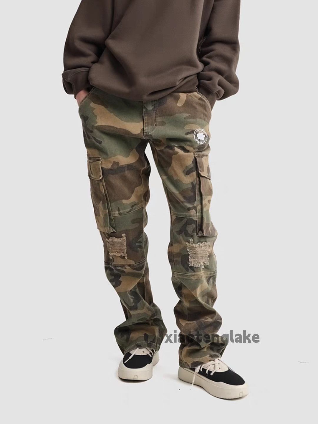Designer × Japanese Brand × Vintage utility camo skate hiphop damaged ripped cargo pants Size US 31 - 2 Thumbnail