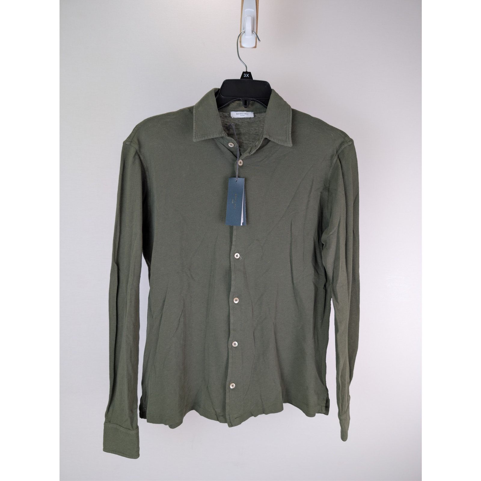 Boglioli o1rshd1 CC20 Cotton French Collar Shirt in Dark Green Size US S / EU 44-46 / 1 - 2 Thumbnail