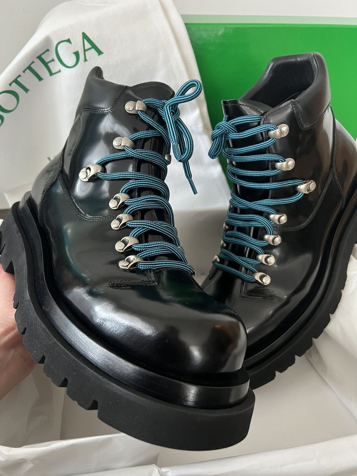 Bottega Veneta PROMO Hiking Ankle Boots blue laces Size US 6 / EU 39 - 1 Thumbnail