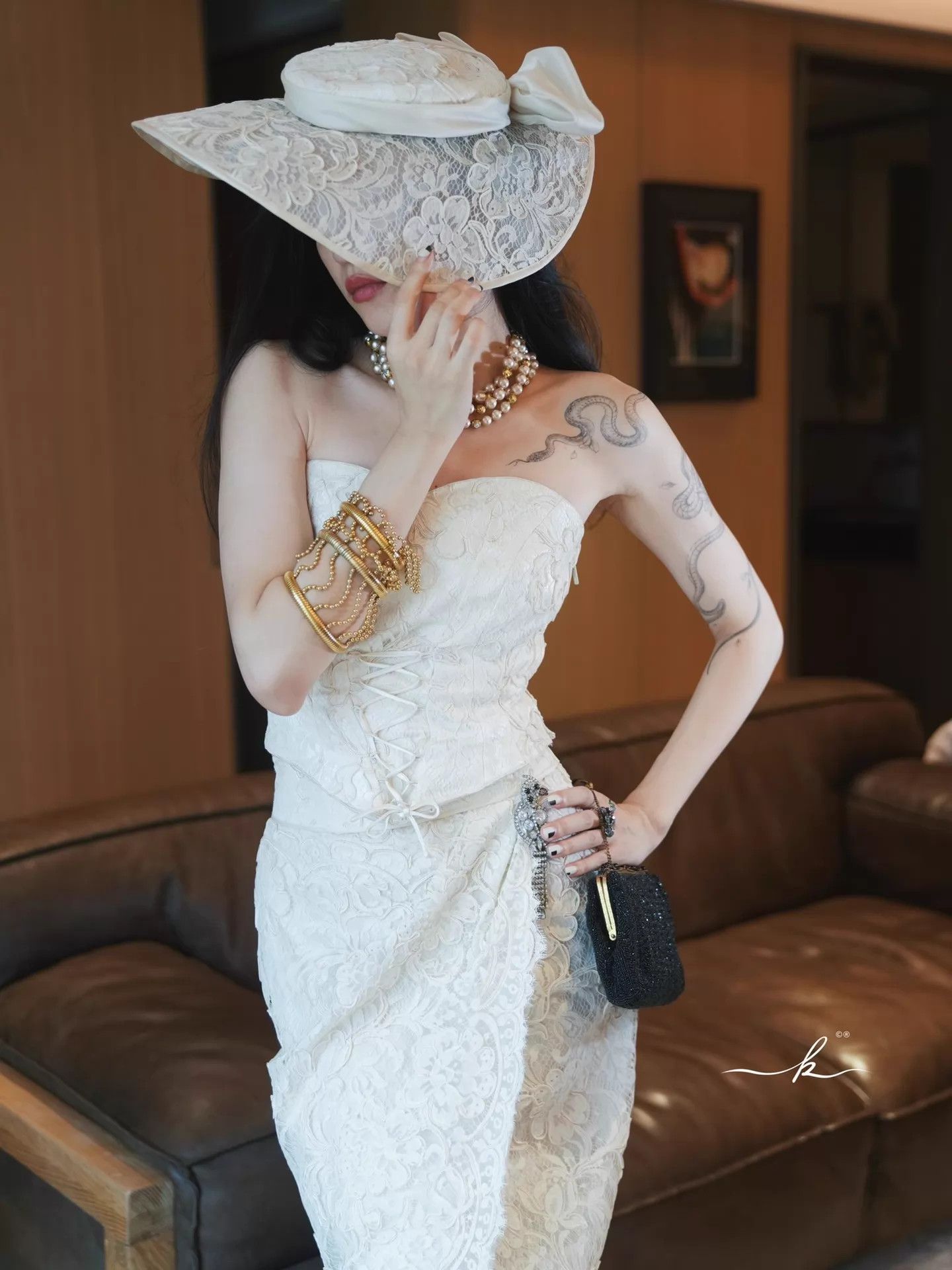 Other 1960s Italian Handmade 3-Piece Wedding Light Gown w/ Hat Size S / US 4 / IT 40 - 2 Thumbnail