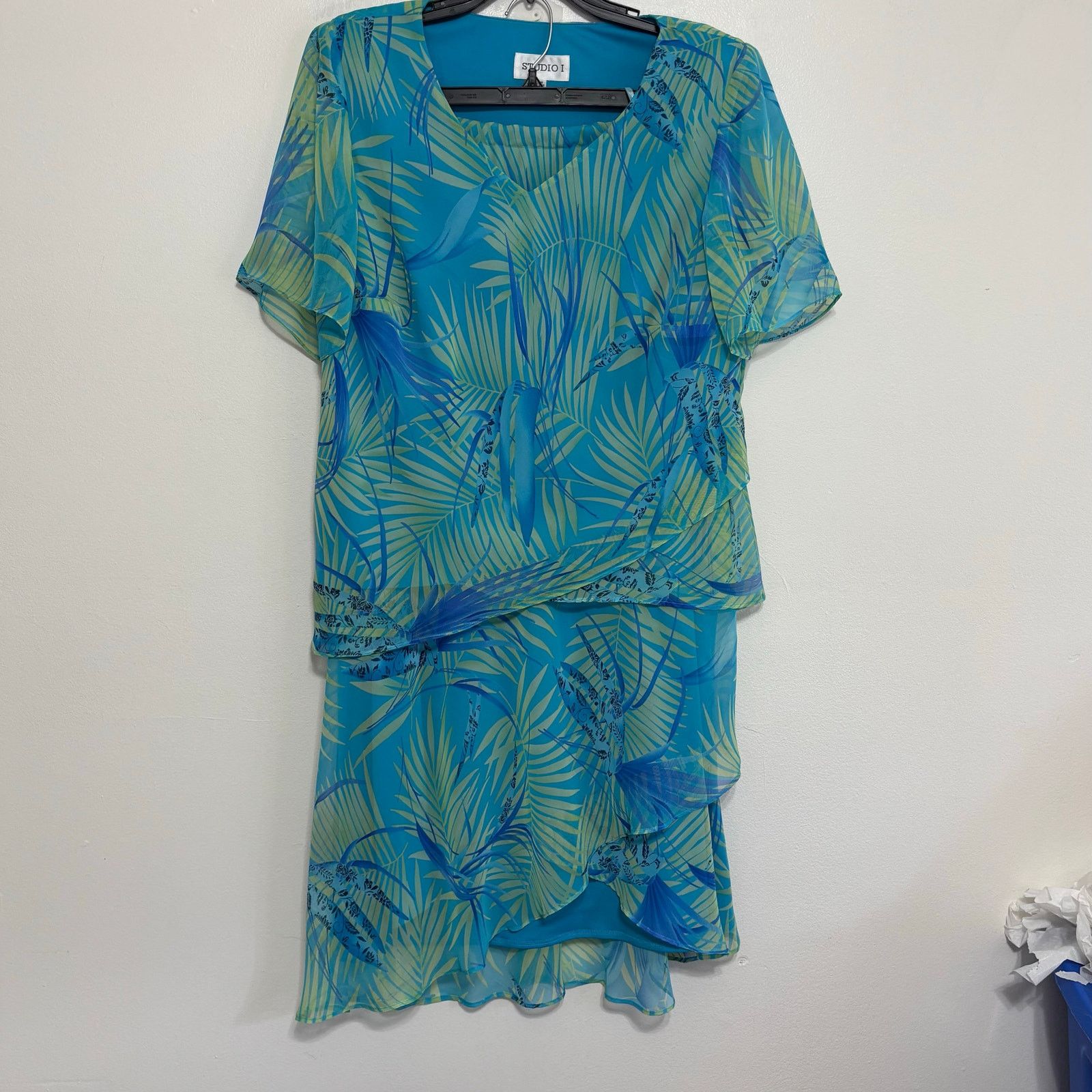 Other Studio 1 Floral Maxi Skirt Set 14W Blue Yellow Tropical 2pc Size 36" / US 14 / IT 50 - 1 Thumbnail