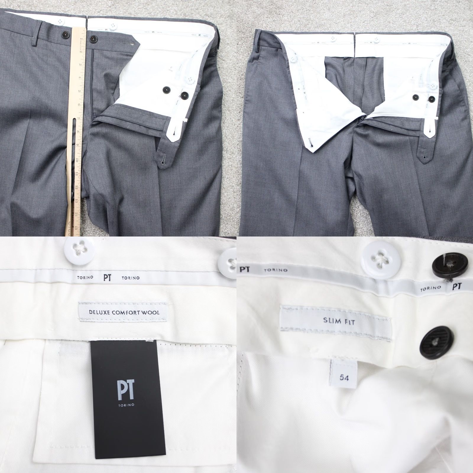 PT Torino PT Torino Dress Pants Mens 38x32 Gray Slim Fit Wool Flat Front Dress Pants Mens Regular Gray PT Torino Size US 38 / EU 54 - 8 Thumbnail