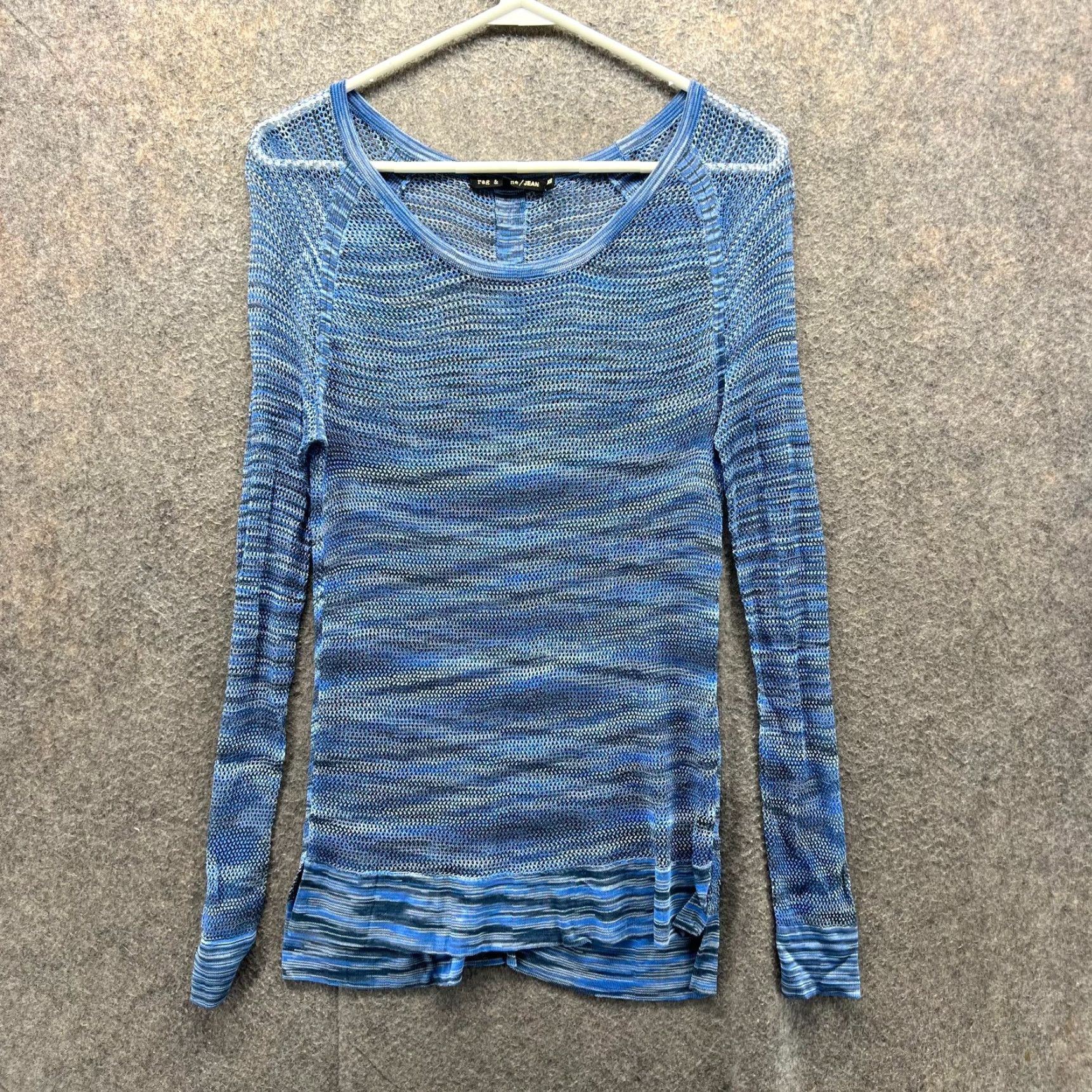 Rag & Bone VINTAGE Rag & Bone Sweater Women XS Blue Open Knit Lightweight Top Pullover Breathable Size XS / US 0-2 / IT 36-38 - 2 Thumbnail