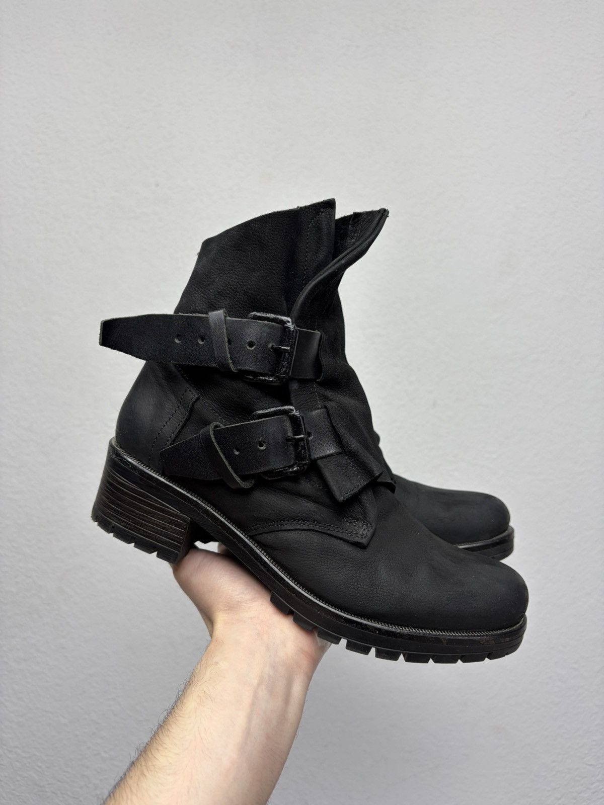 A.S.98 Vintage Like Maison Margiela Belted Leather Biker Boots 00s Size US 8 / EU 41 - 1 Thumbnail