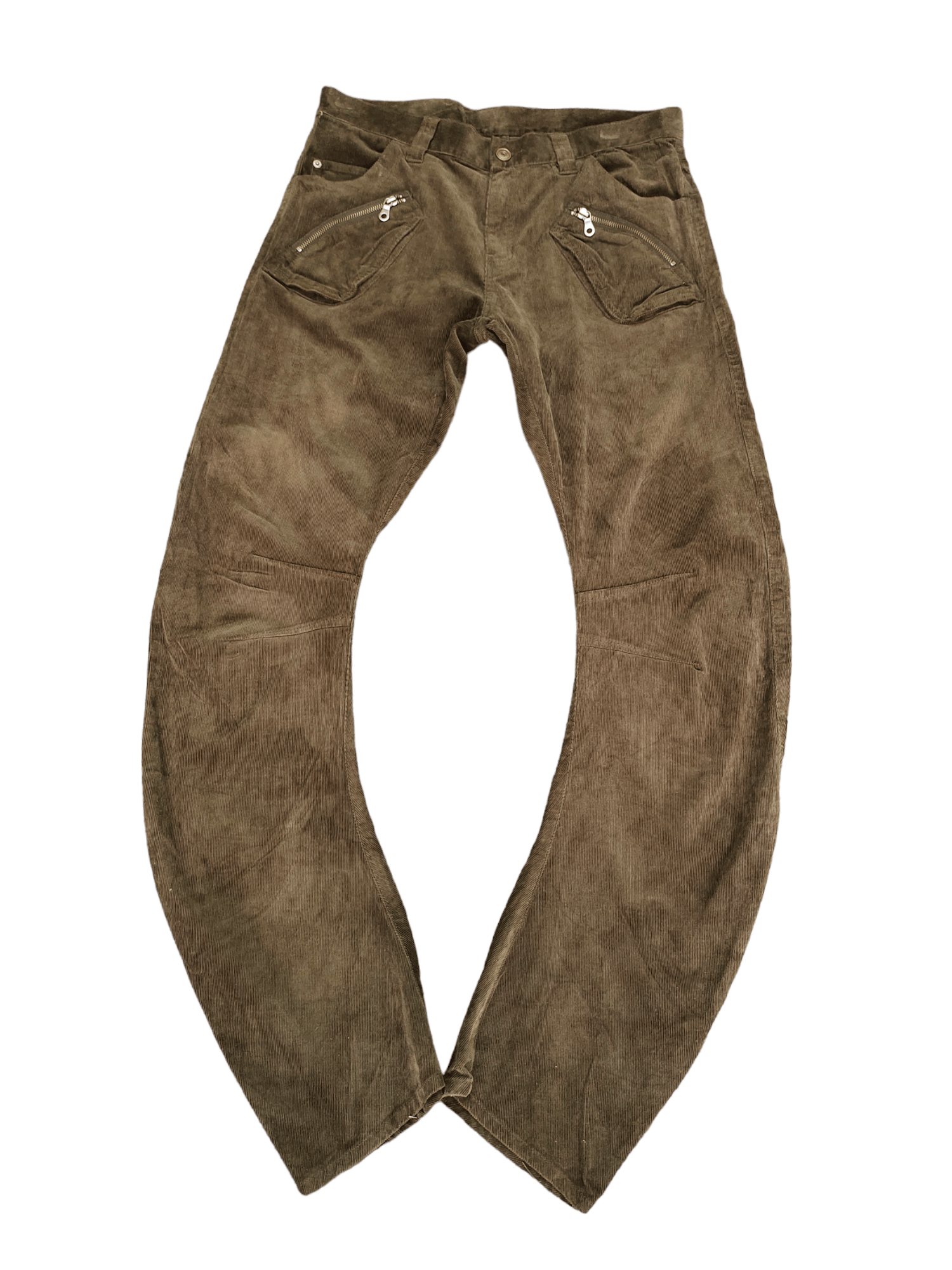 Pre-owned If Six Was Nine X Le Grande Bleu L G B Ppfm Multi Pocket Zipper Curve Velvet Pants In Brown