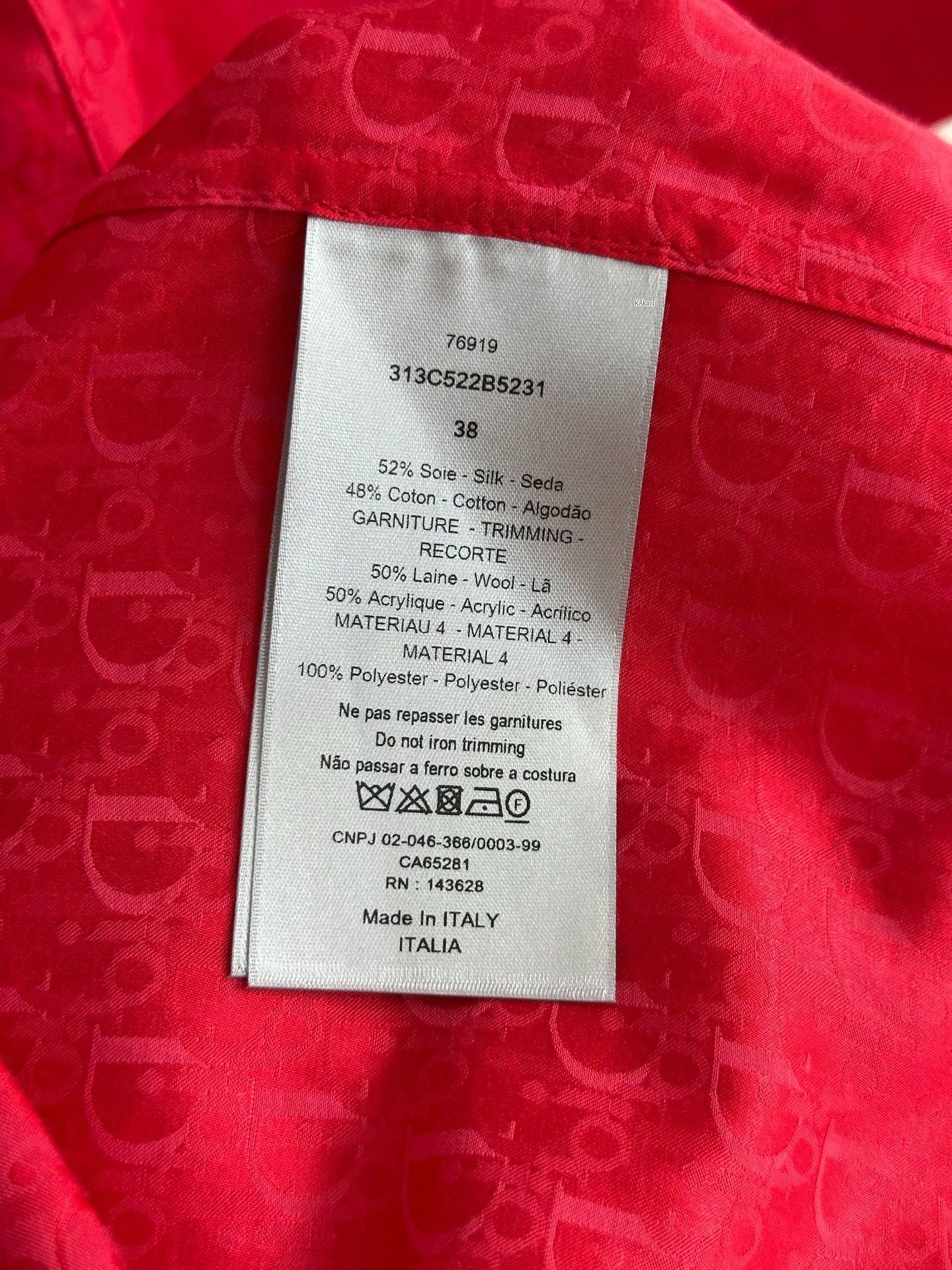 Dior Dior ERL Red Flocked Rabbit Monogram Shirt Size US M / EU 48-50 / 2 - 5 Thumbnail