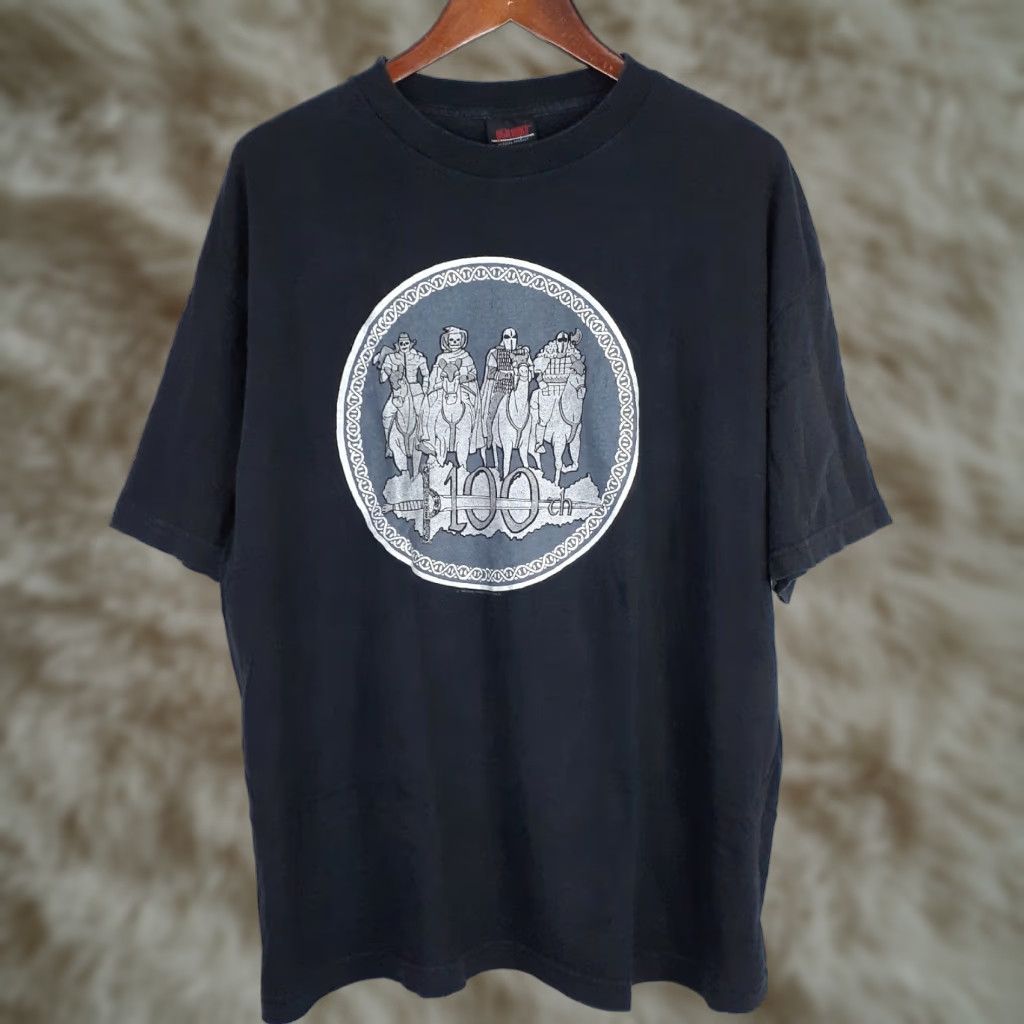 Vintage VINTAGE 90s Highlander Official T Shirt XL Black Cotton Crew Neck Graphic Print Unisex Adults Horsemen 100th Episode Mens Womens Boys Girls Size US XL / EU 56 / 4 - 1 Thumbnail