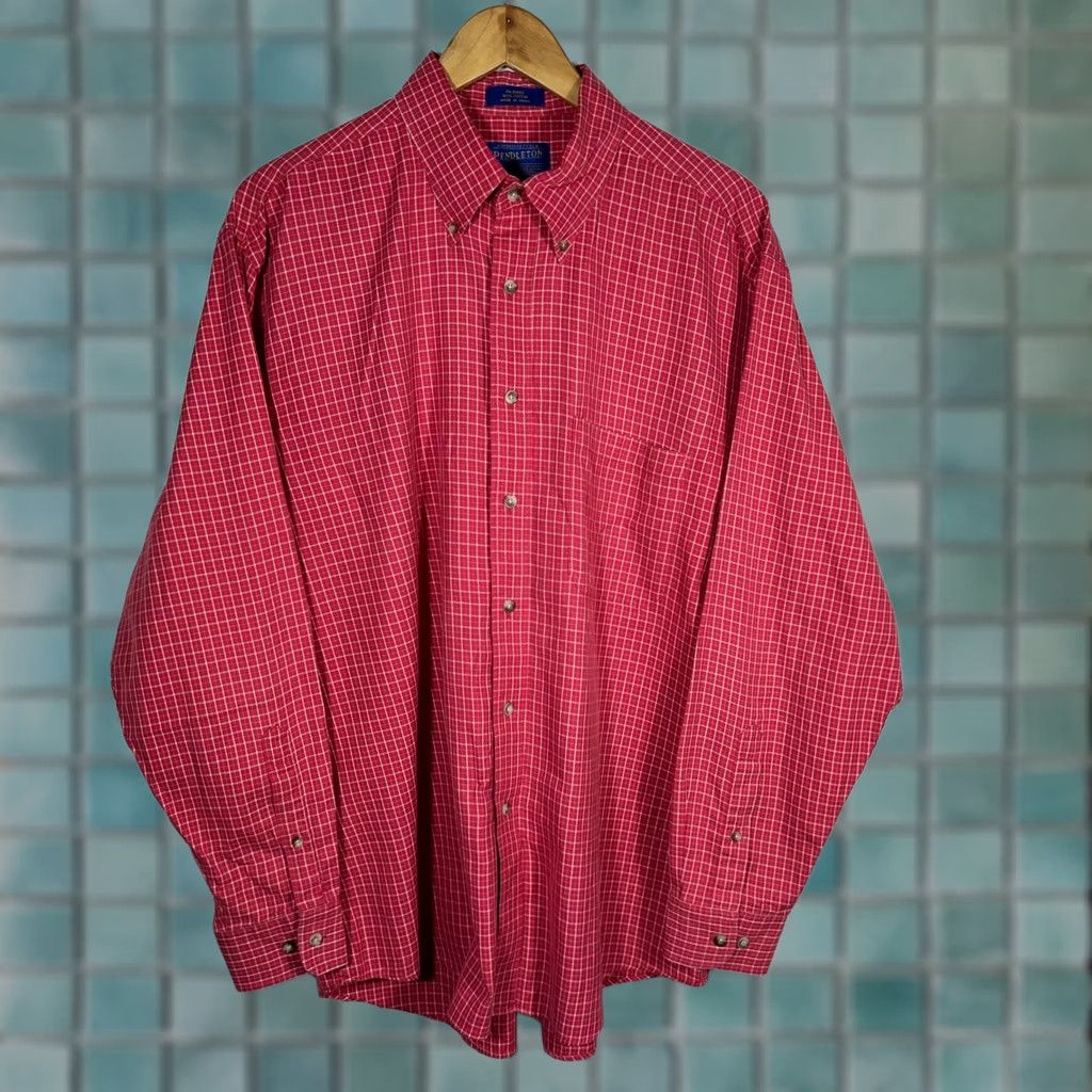 Pendleton Pendleton Red Grid Check Button Down Shirt XL Mens Regular Cotton Long Sleeve Size US XL / EU 56 / 4 - 1 Thumbnail