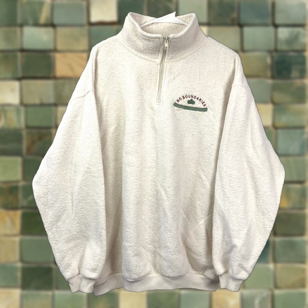 Vintage VINTAGE Artisans Sunschein Designs Sweatshirt 1/4 Zip Pullover Women's L Cream Embroidered Raglan Ribbed Cuffs Size L / US 10 / IT 46 - 1 Thumbnail