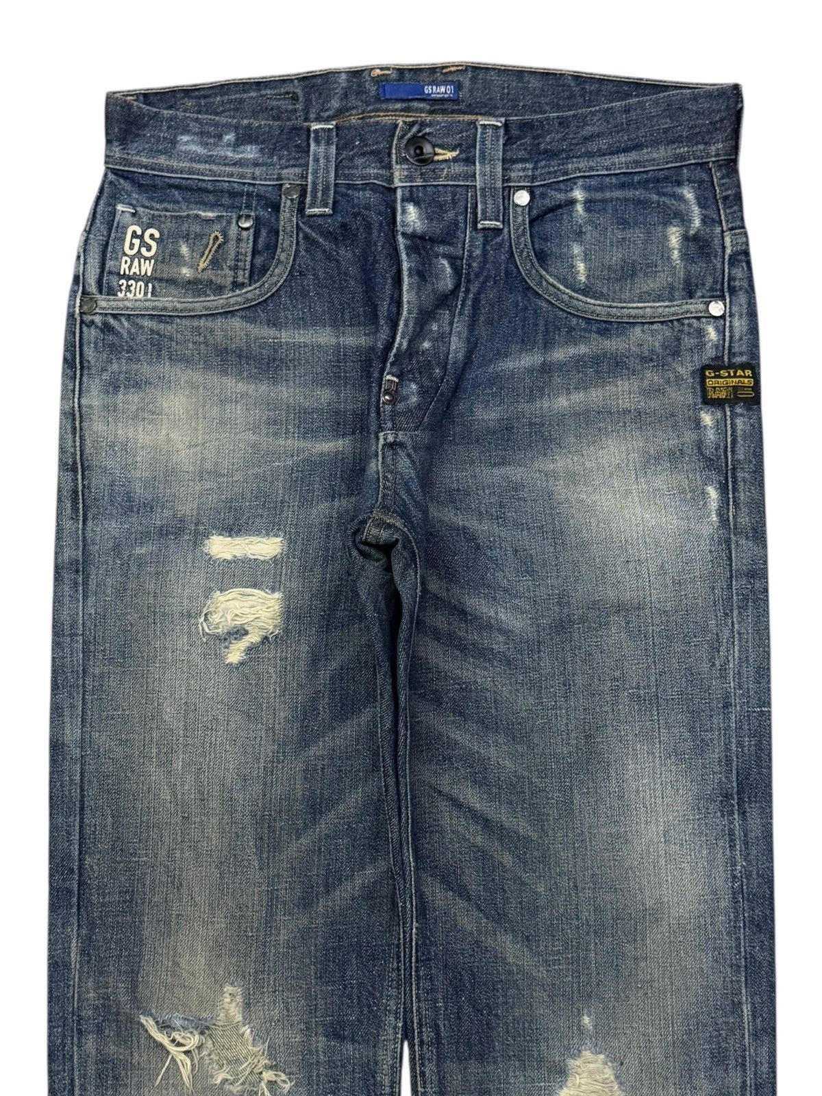 G-Star Vintage G-Star RAW 3301 Attacc Straight Distressed Denim 31 Size US 31 - 4 Thumbnail