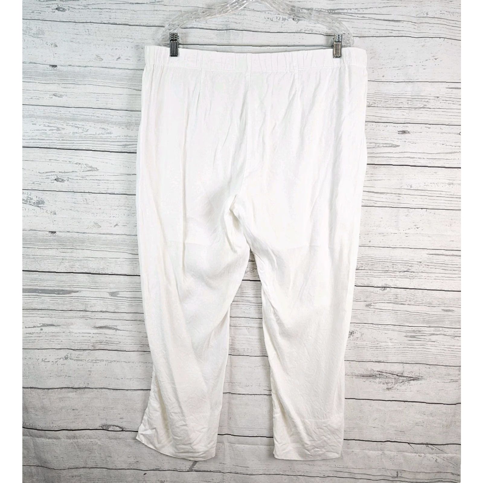 J. Jill VINTAGE J Jill Womens Linen Stretch Cropped Pants L White Pull On Mid Rise Size 36" / US 14 / IT 50 - 3 Thumbnail