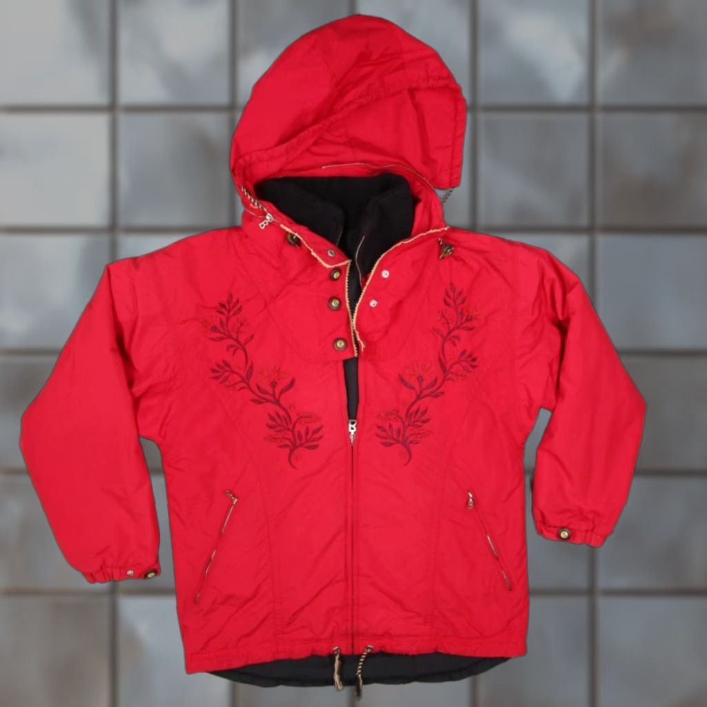 Bogner VINTAGE Bogner Jacket Women 6 Red Full Zip Hooded Layerlite Embroidered Ski USA Size M / US 6-8 / IT 42-44 - 1 Thumbnail
