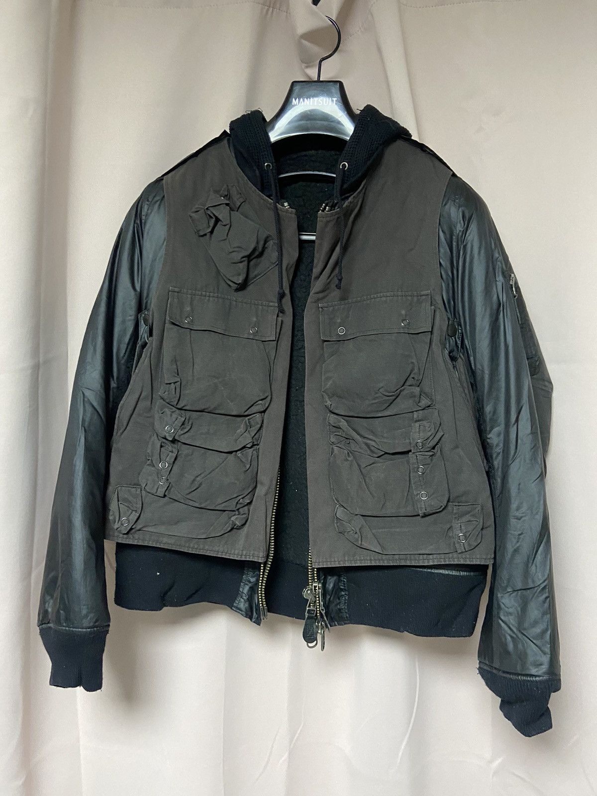 image of Undercover x Vandalize Aw2006 Cargo Bomber Jacket in Black, Men's (Size Large)
