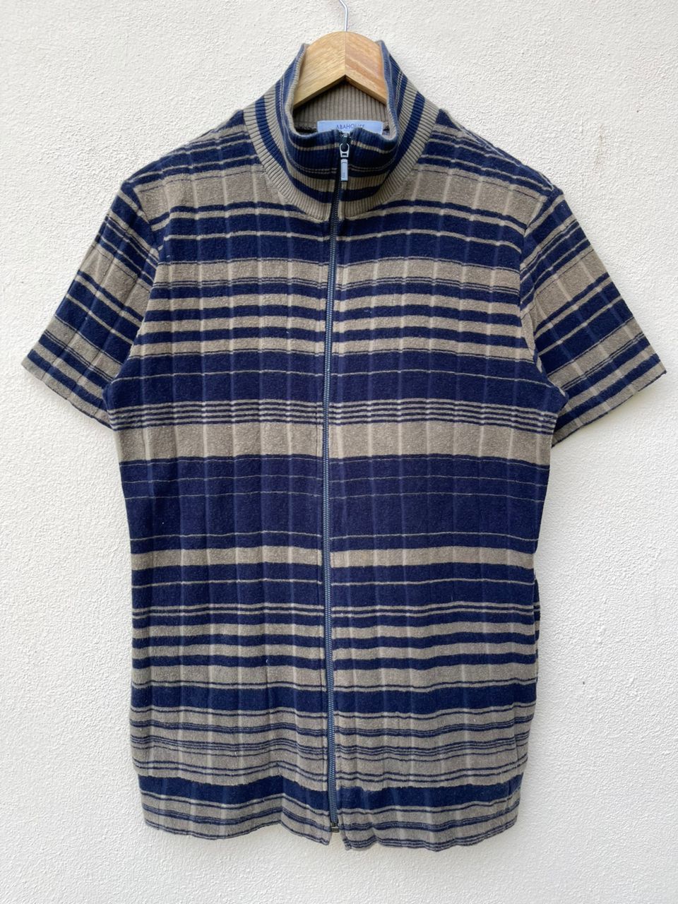 image of Abahouse Pile Fabric Short Sleeve Zipper Jacket, Men's (Size Medium)