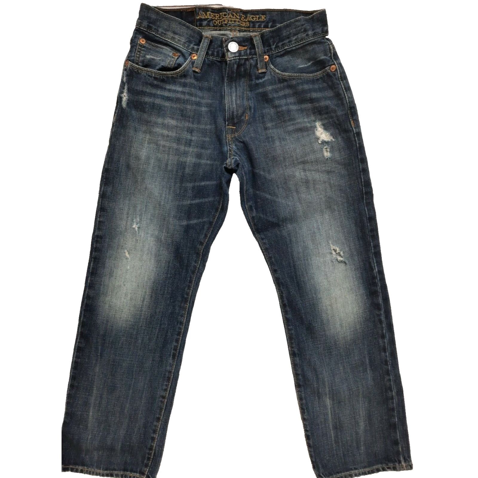 American Eagle Outfitters VINTAGE American Eagle Medium Wash Original Straight Jeans Mens 26x28 26x25 Button Pockets Denim Cotton Blue Regular 90s Theme Size US 26 / EU 42 - 2 Thumbnail