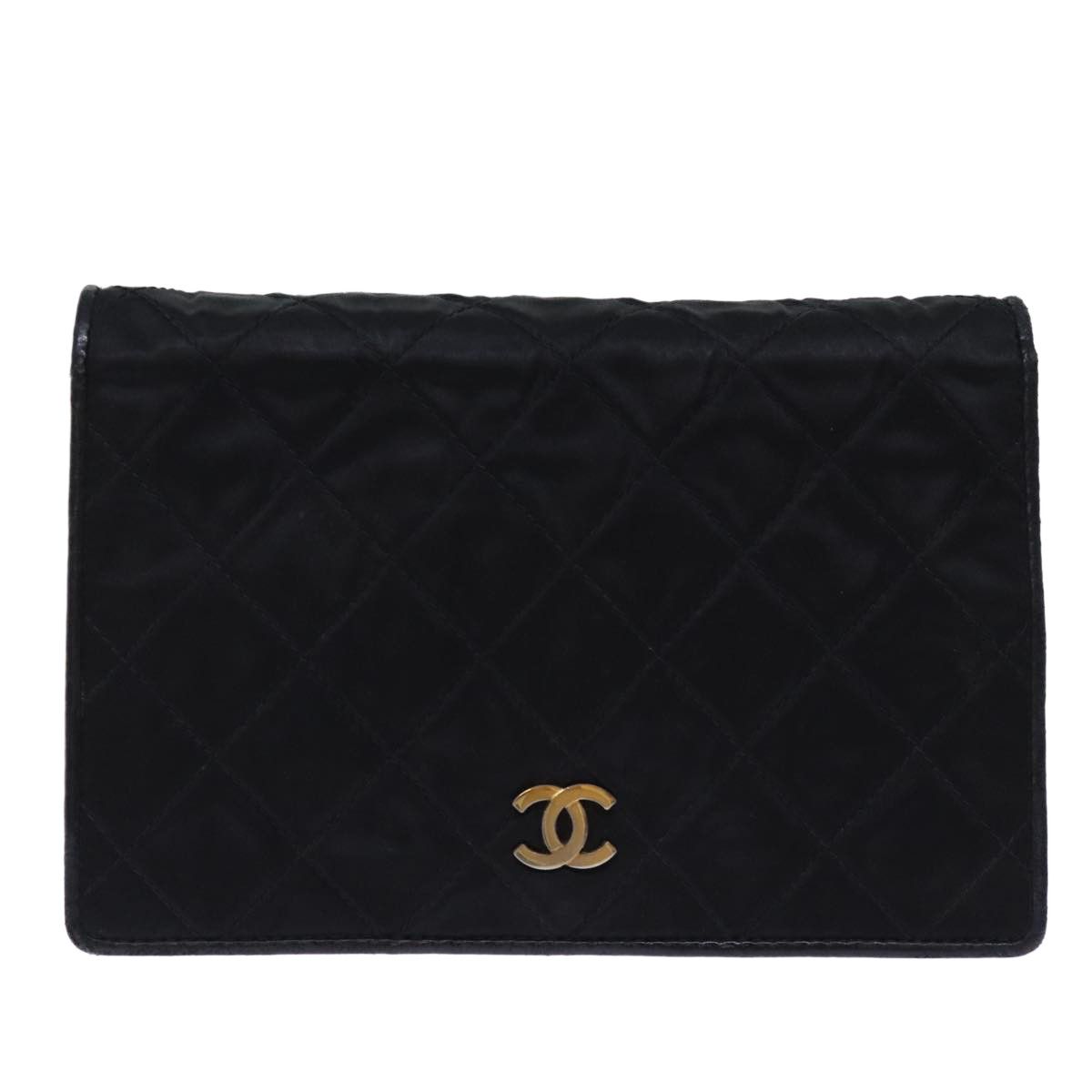 Matelassé Black Silk Shoulder Bag (Pre-Owned)