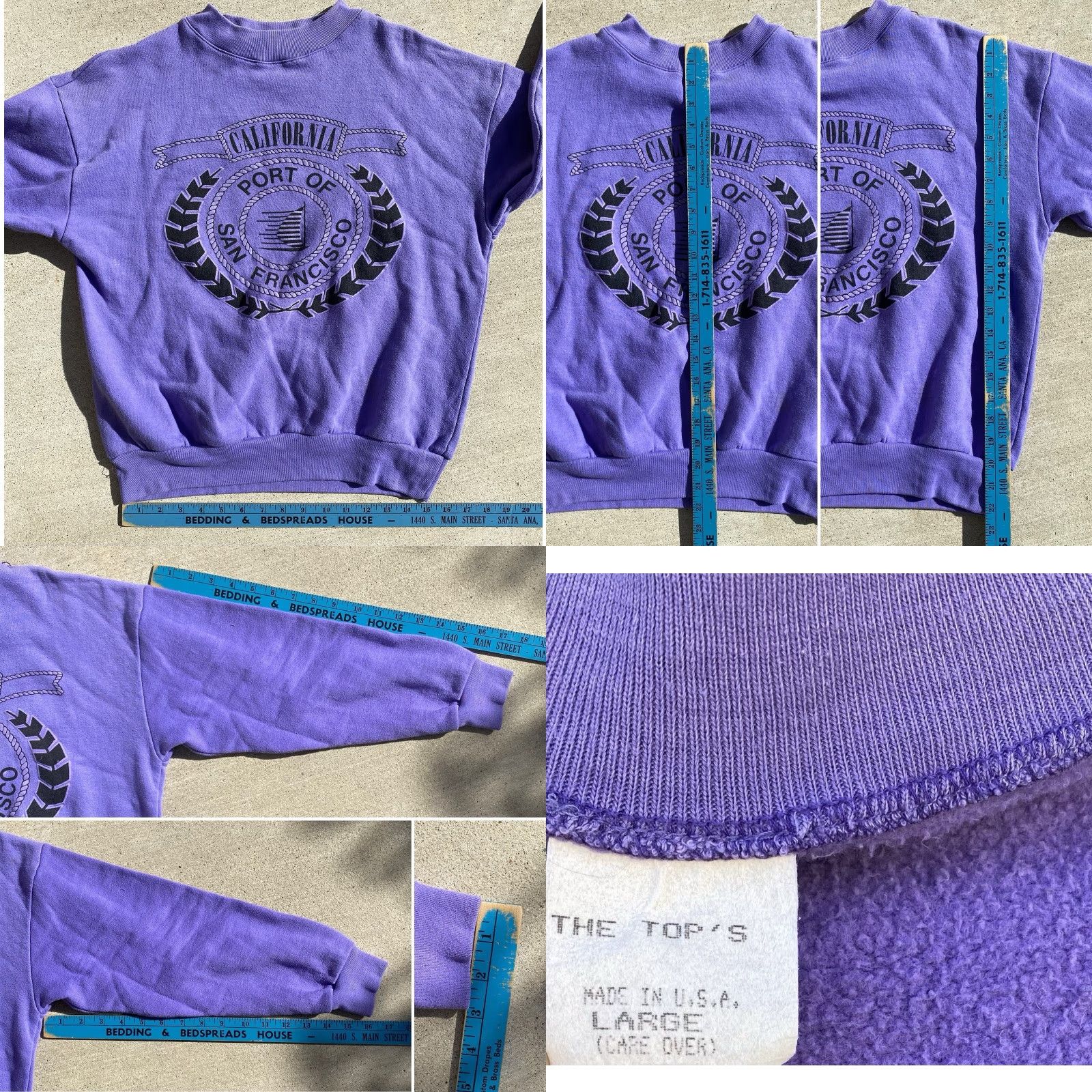Vintage VINTAGE The Tops Port Of San Francisco Sweatshirt Purple Purple USA Made L Large Cotton Polyester blend Graphic Print Pullover Crewneck Men Size US L / EU 52-54 / 3 - 11 Thumbnail