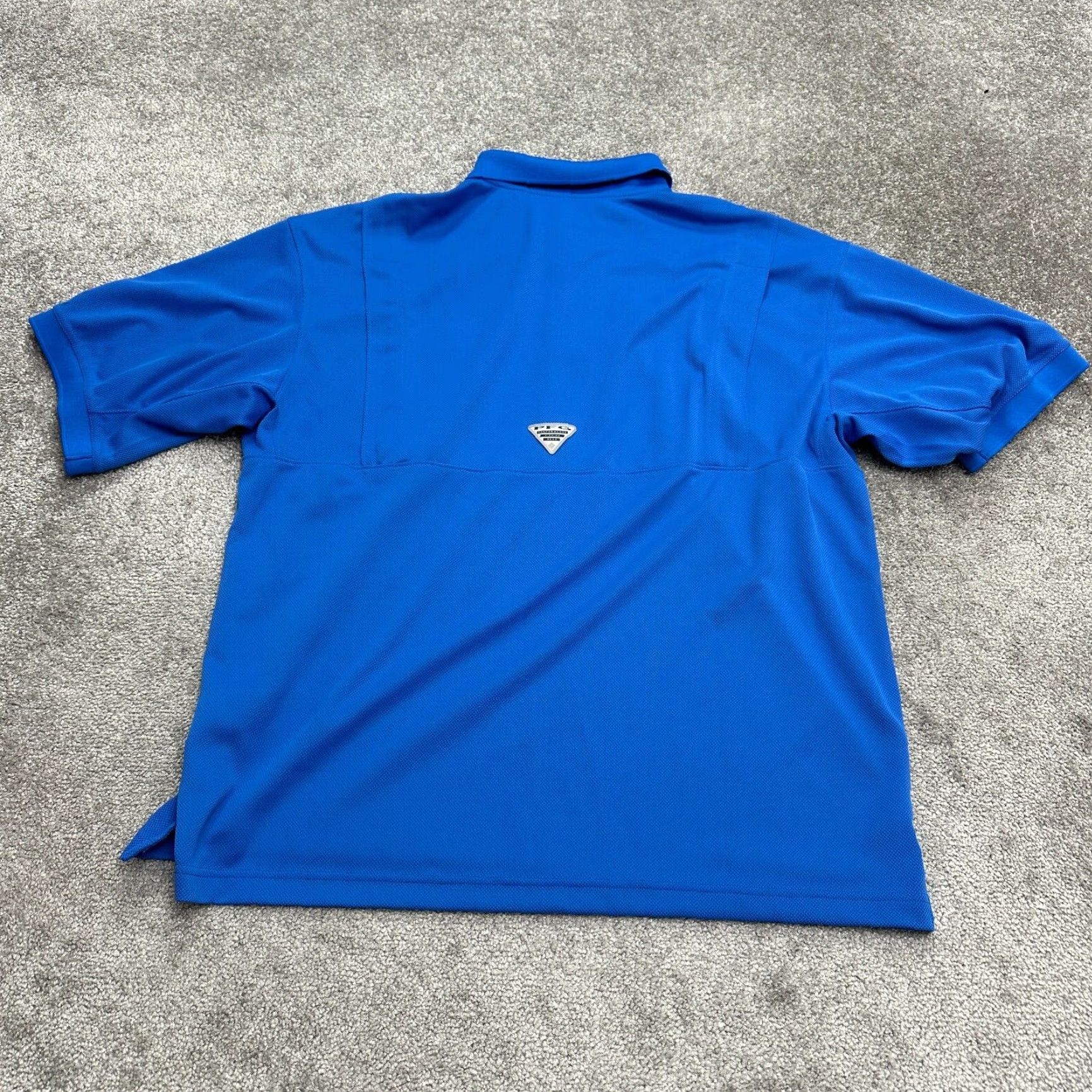 Vintage Columbia Polo Shirt Mens XL PFG Omni-Shade Short Sleeve Blue - Cast Fish Sport Outdoor Size US XL / EU 56 / 4 - 2 Thumbnail