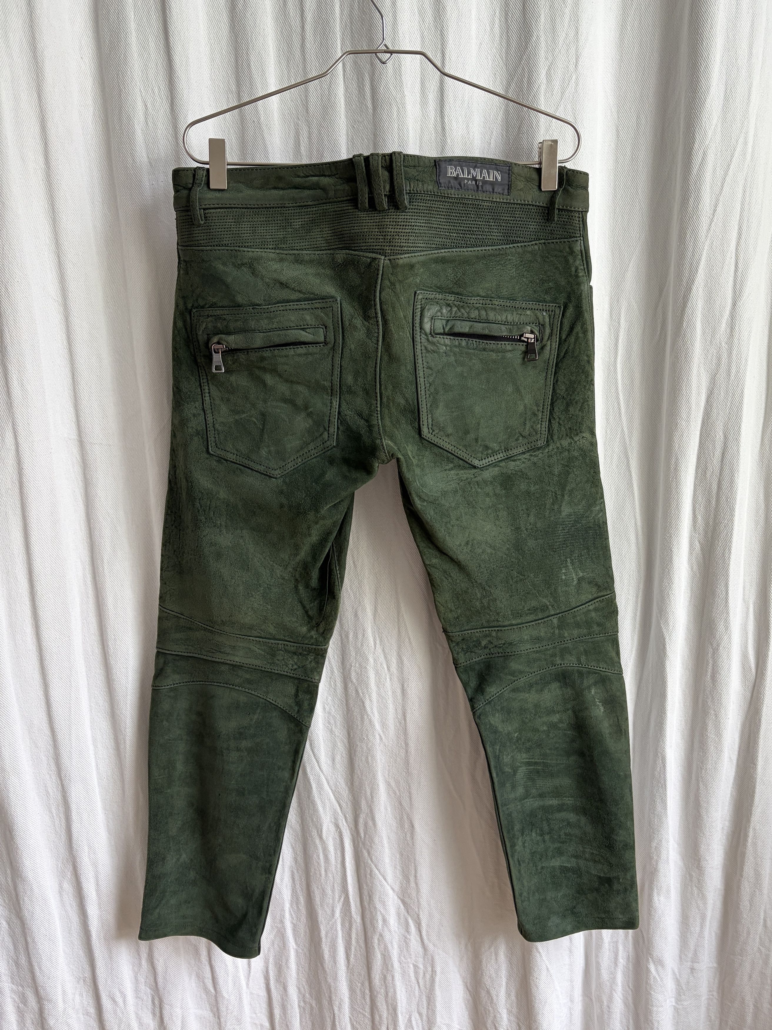 Balmain AW12 Forest Green Suede Biker Pants Size US 30 / EU 46 - 5 Thumbnail