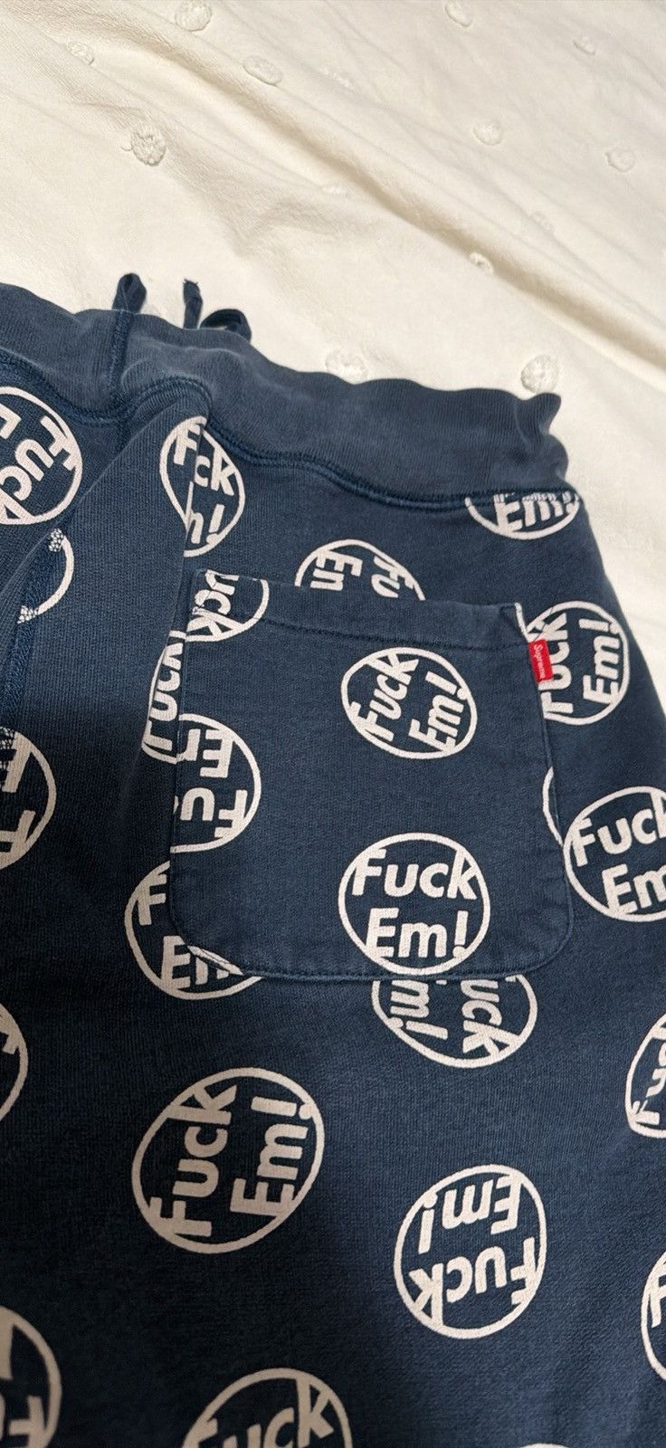 Supreme Supreme Navy Blue Fuck Em! Sweat Shorts | Grailed