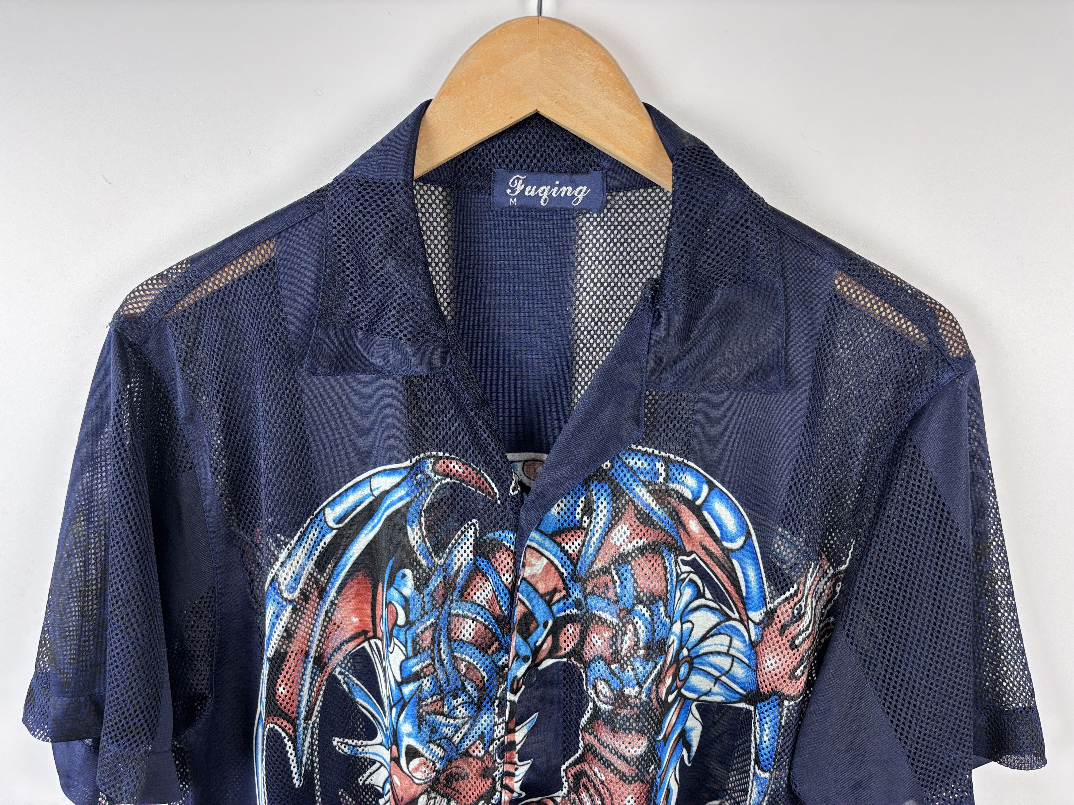 Japanese Brand × Vintage Vintage Y2K Dragon Button Up Shirt Blue Size M Size US M / EU 48-50 / 2 - 2 Thumbnail
