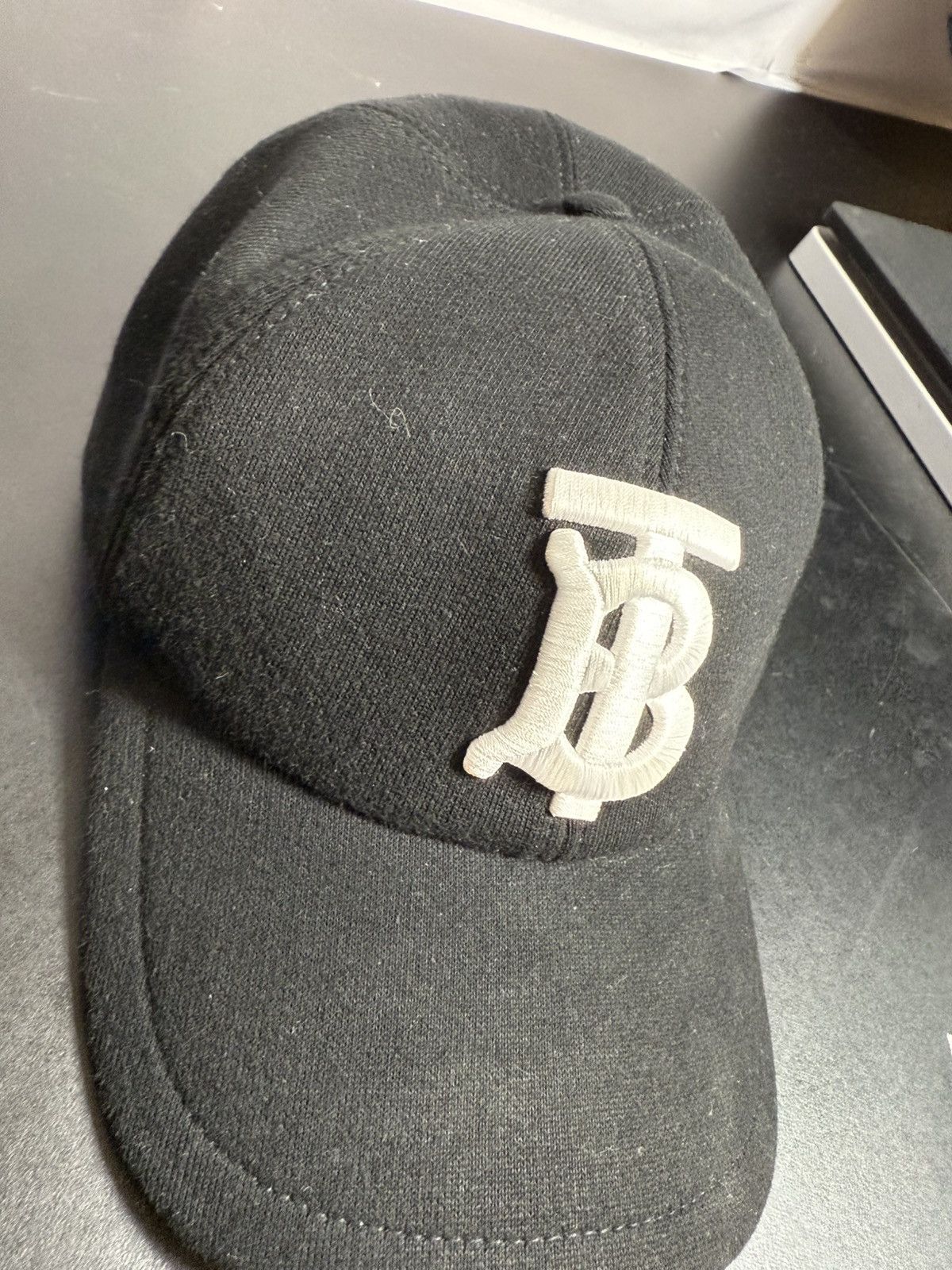 Burberry Authentic Burberry Monogram Motif Cap Cotton Large Black Size 46 - 3 Thumbnail