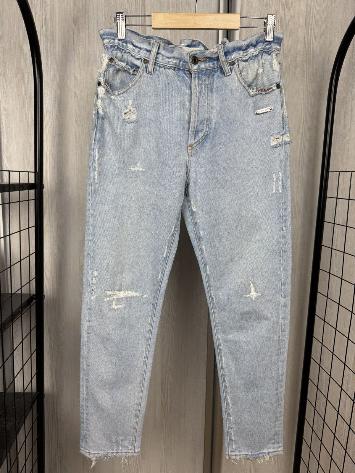 Off-White Off-White light blue distressed denim womens jeans Size 28" / US 6 / IT 42 - 2 Thumbnail