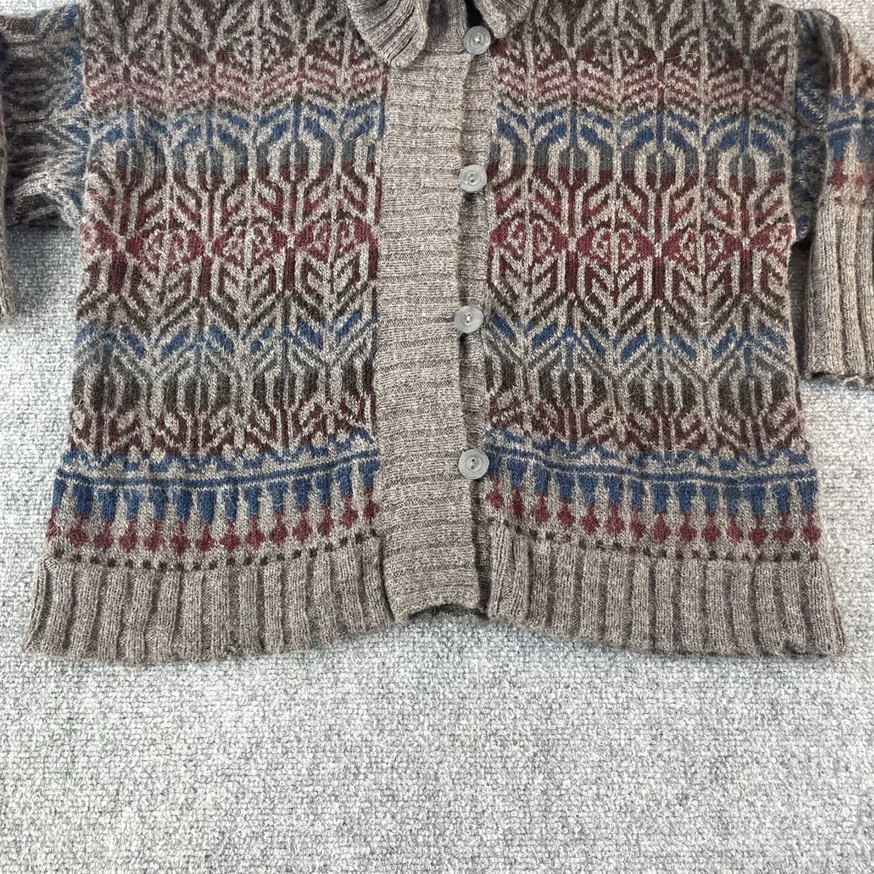 Peruvian Connection Sweater Womens XL Gray Geometric Chunky-Knit