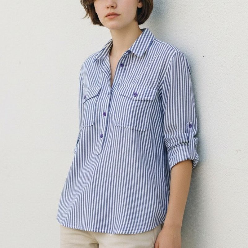 Other Eden & Olivia Popover Shirt Buttoned Pockets Roll Tab M Size M / US 6-8 / IT 42-44 - 5 Thumbnail