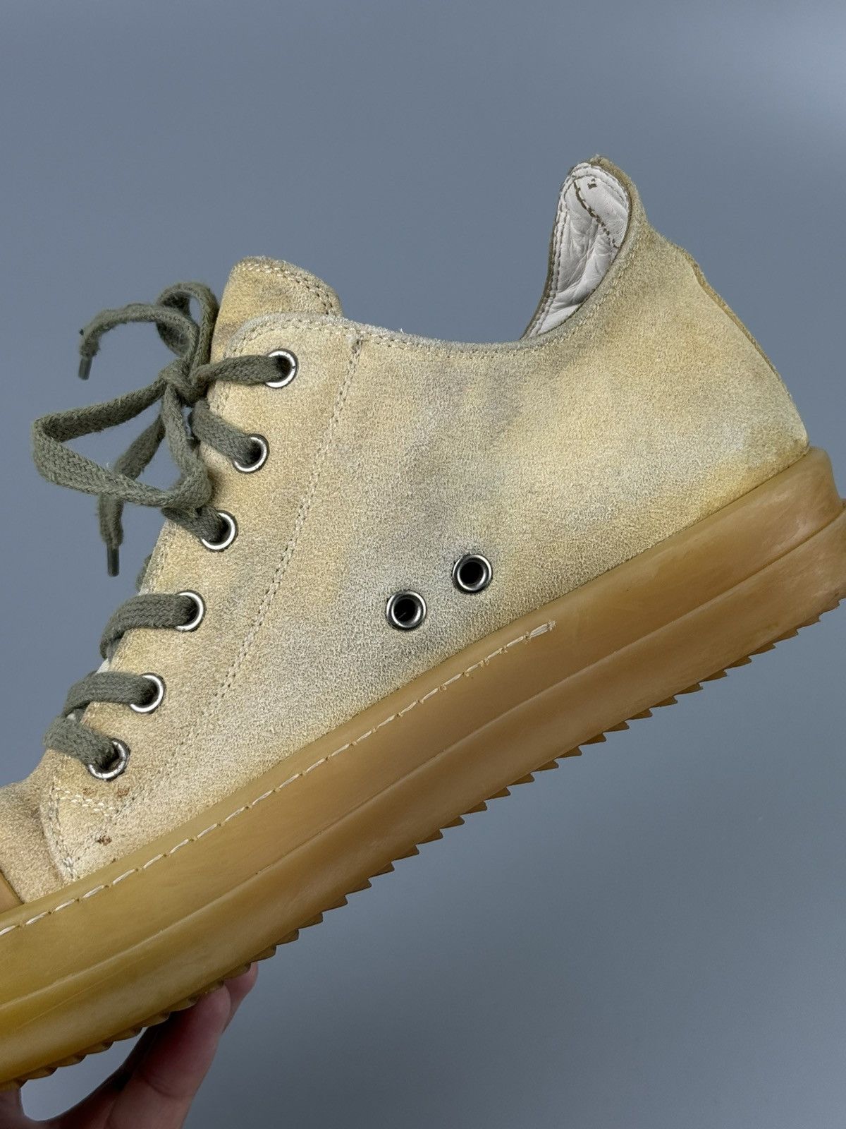 Rick Owens Rick Owens - Gum Sole Suede ‘Ramones’ Low Top Sneakers Size US 8 / EU 41 - 25 Thumbnail