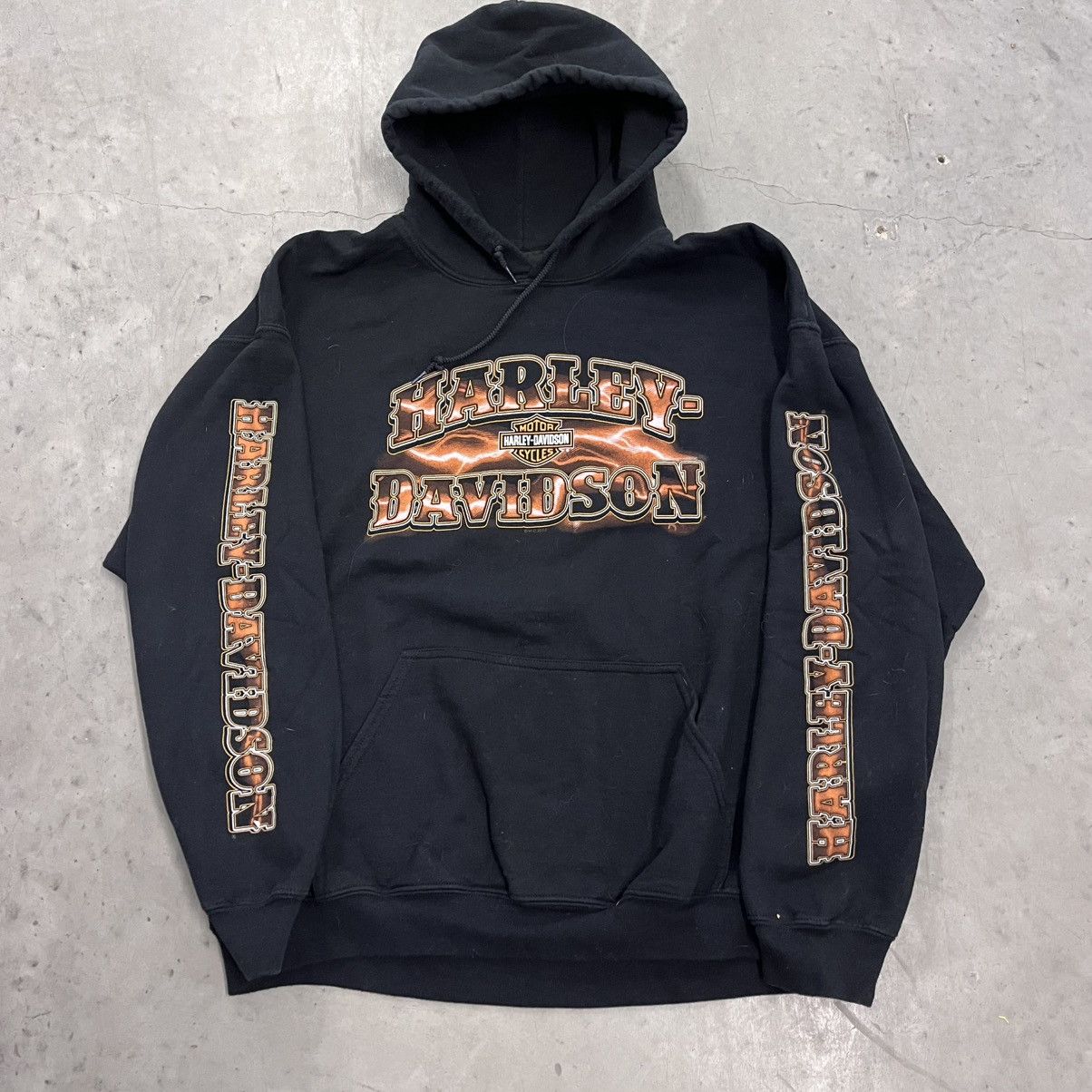 Harley Davidson × Vintage Crazy Vintage Harley Davidson Sleeve Print Hoodie Black XL Size US XL / EU 56 / 4 - 4 Thumbnail