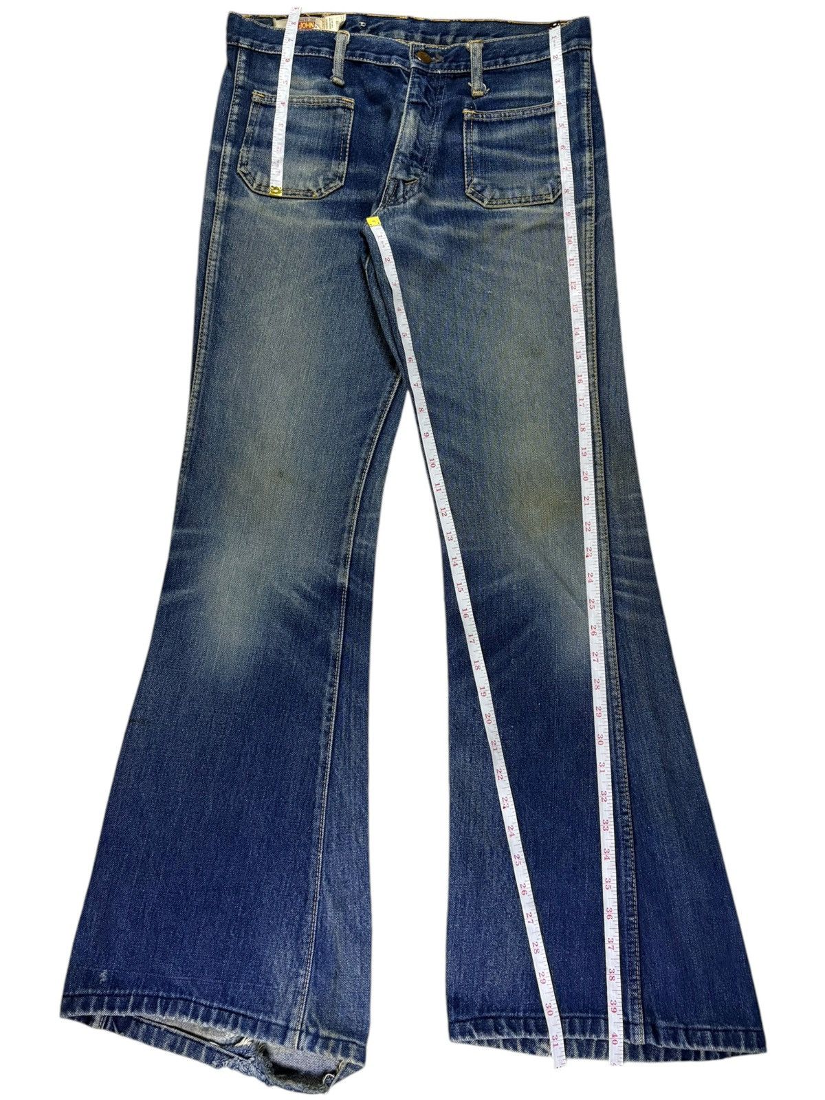 Japanese Brand Vintage Japanese Brand Faded Blue Wash Bell Bottom Jeans Size 31" - 13 Thumbnail