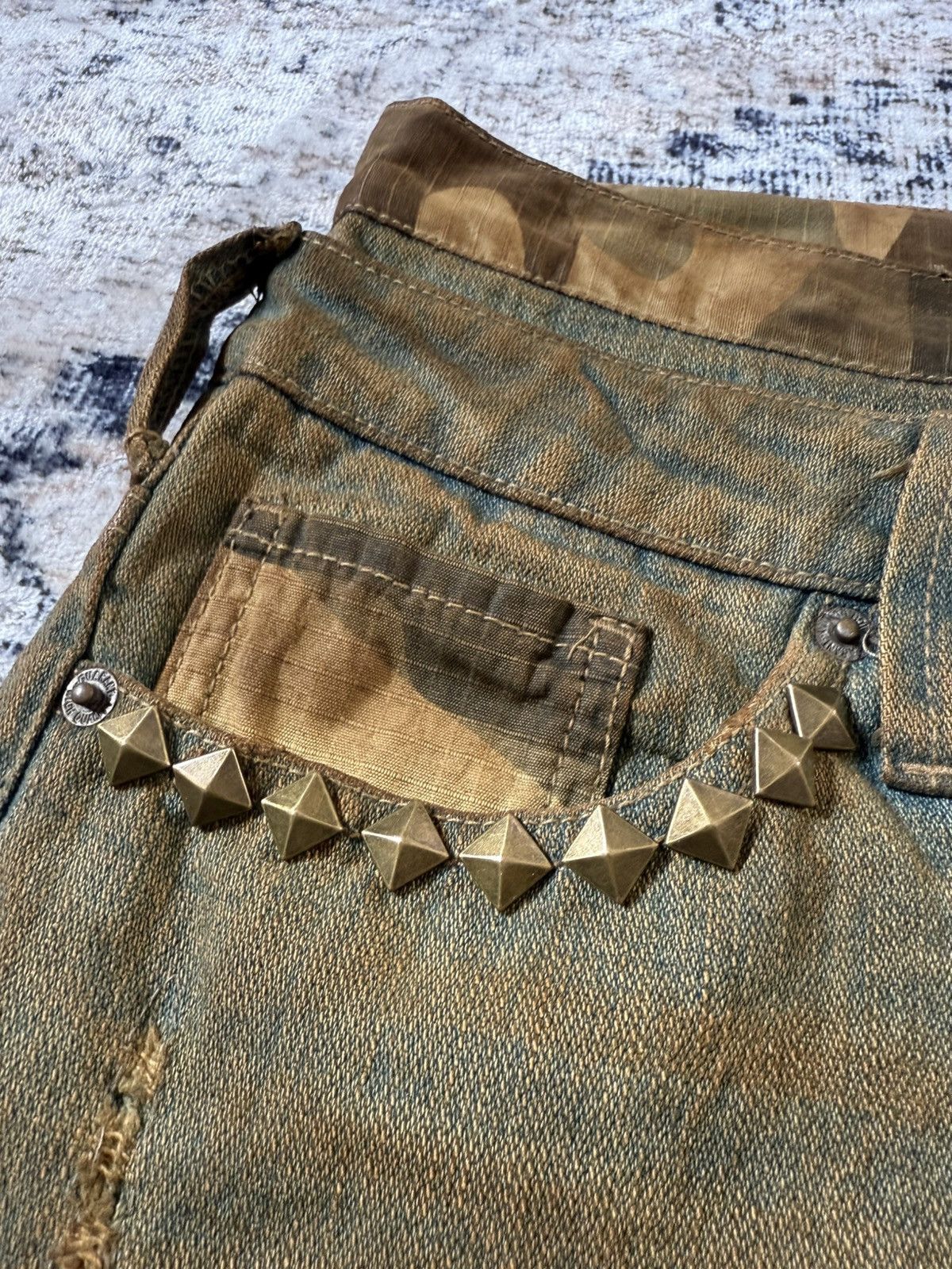 If Six Was Nine Daily Topics Mud Wash Double Waist Pierced Studded Jeans Size US 30 / EU 46 - 6 Thumbnail