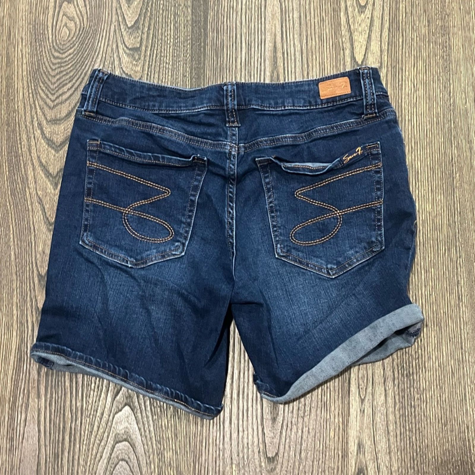 Vintage Seven7 Weekend Shorts Mid Rise Whisker Denim Stretch Size 6 Size 28" / US 6 / IT 42 - 7 Thumbnail