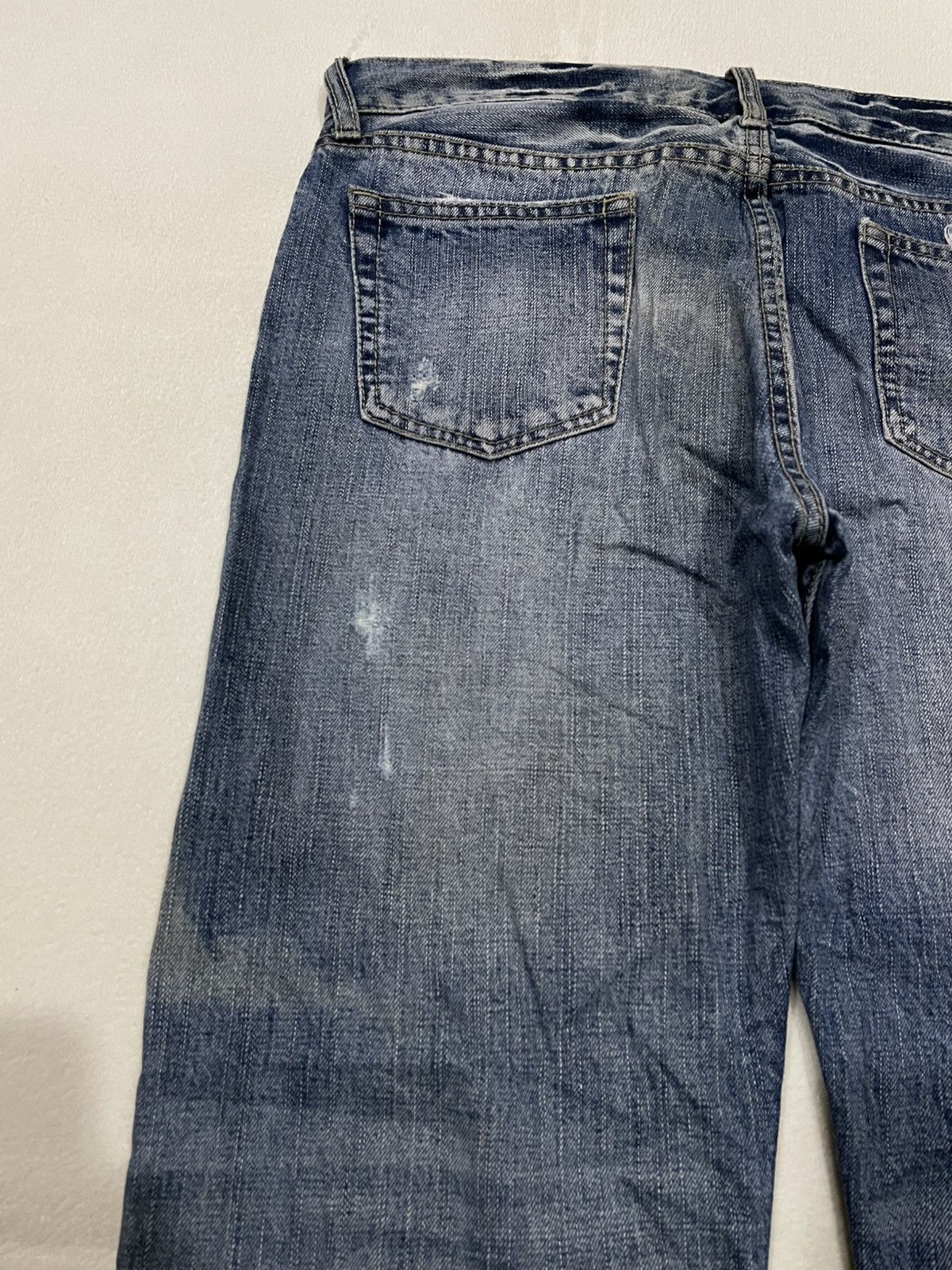 Japanese Brand Vintage Theoria faded distressed straight cut denim jeans Size US 33 - 15 Thumbnail