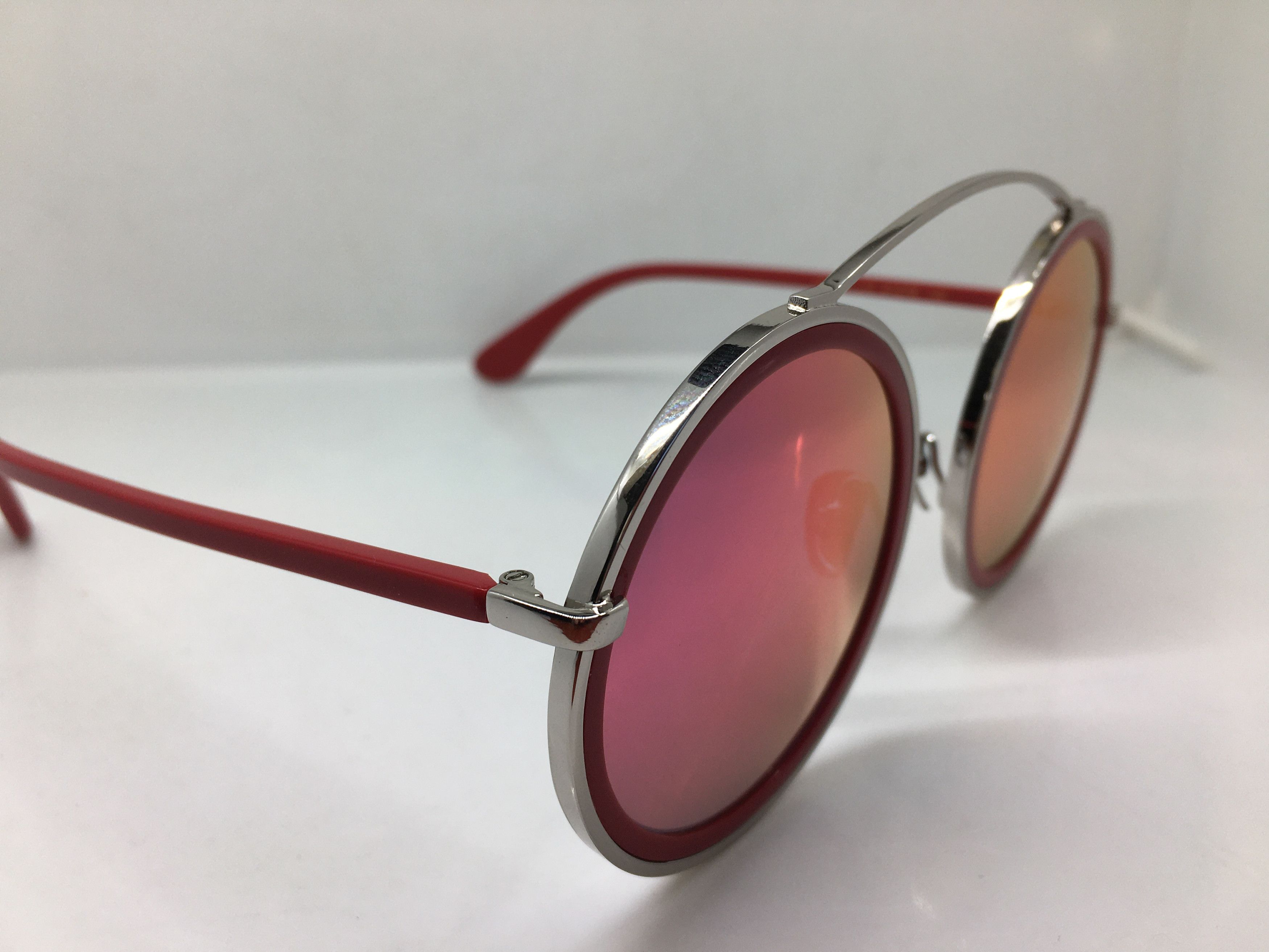 Other EOS E8457S Silver Red Round Sunglasses Frame Show Time Size ONE SIZE - 2 Thumbnail
