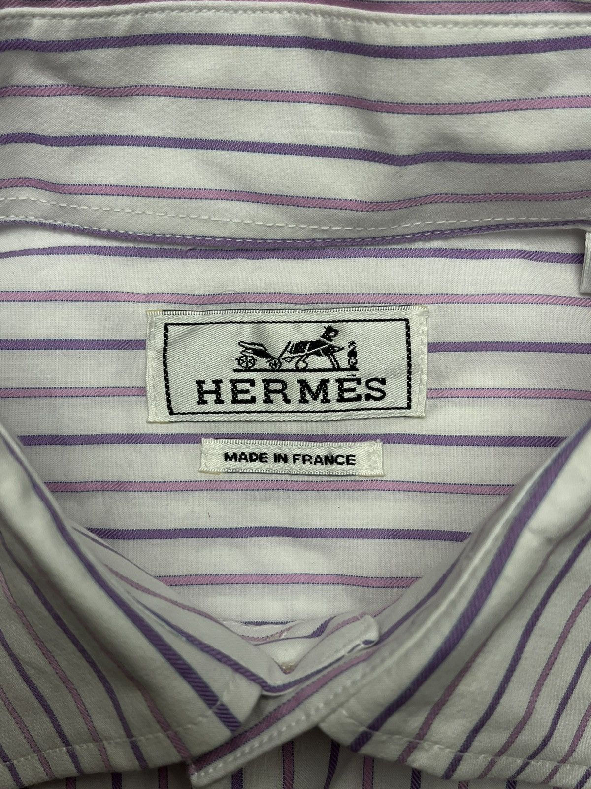 Hermes Hermès Short Striped Sleeve Button Down Shirt Size US M / EU 48-50 / 2 - 3 Thumbnail