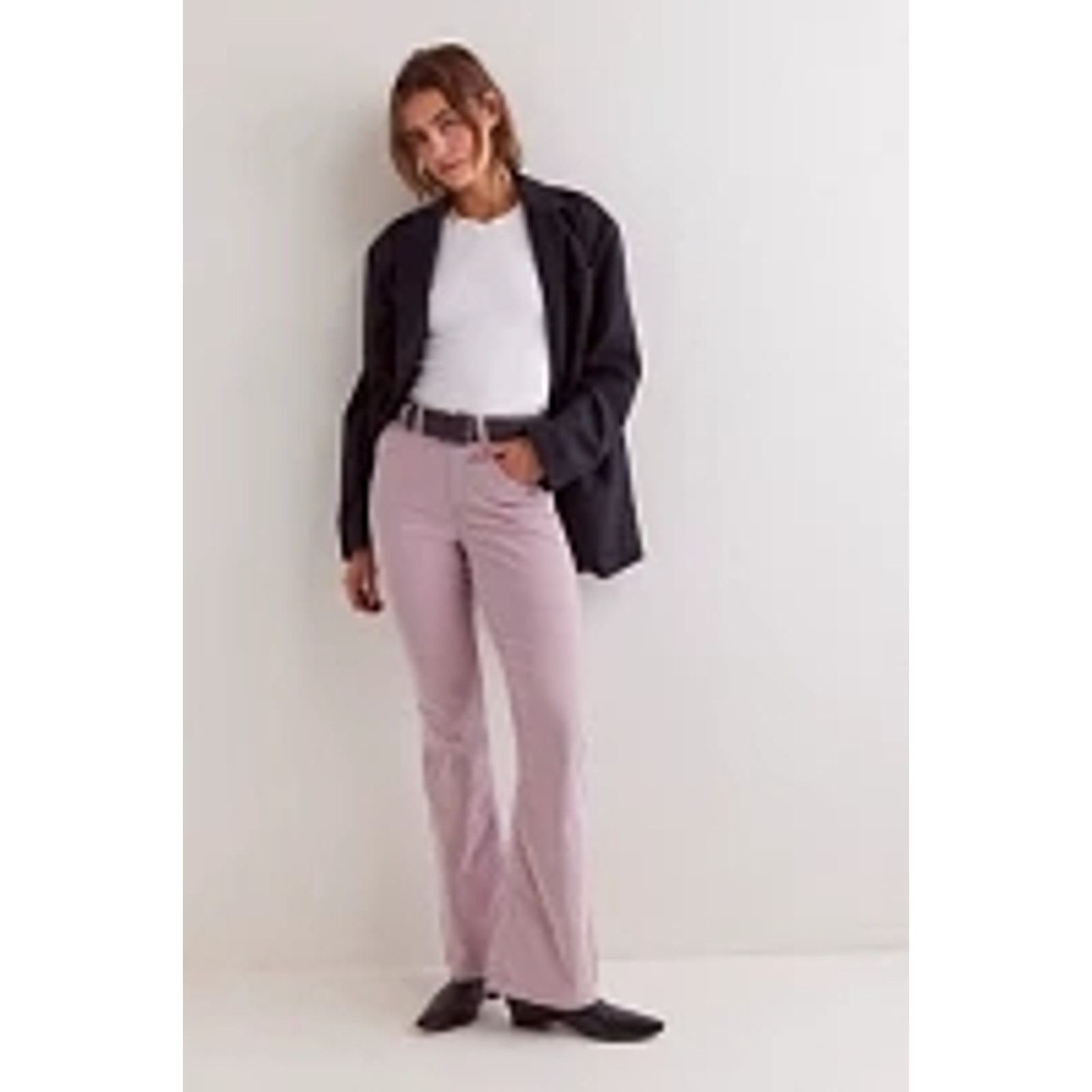 Free People New CRVY Karma Cord Flare Jeans WTF $128 LARGE Lilac Smoke Size 36" / US 14 / IT 50 - 2 Thumbnail