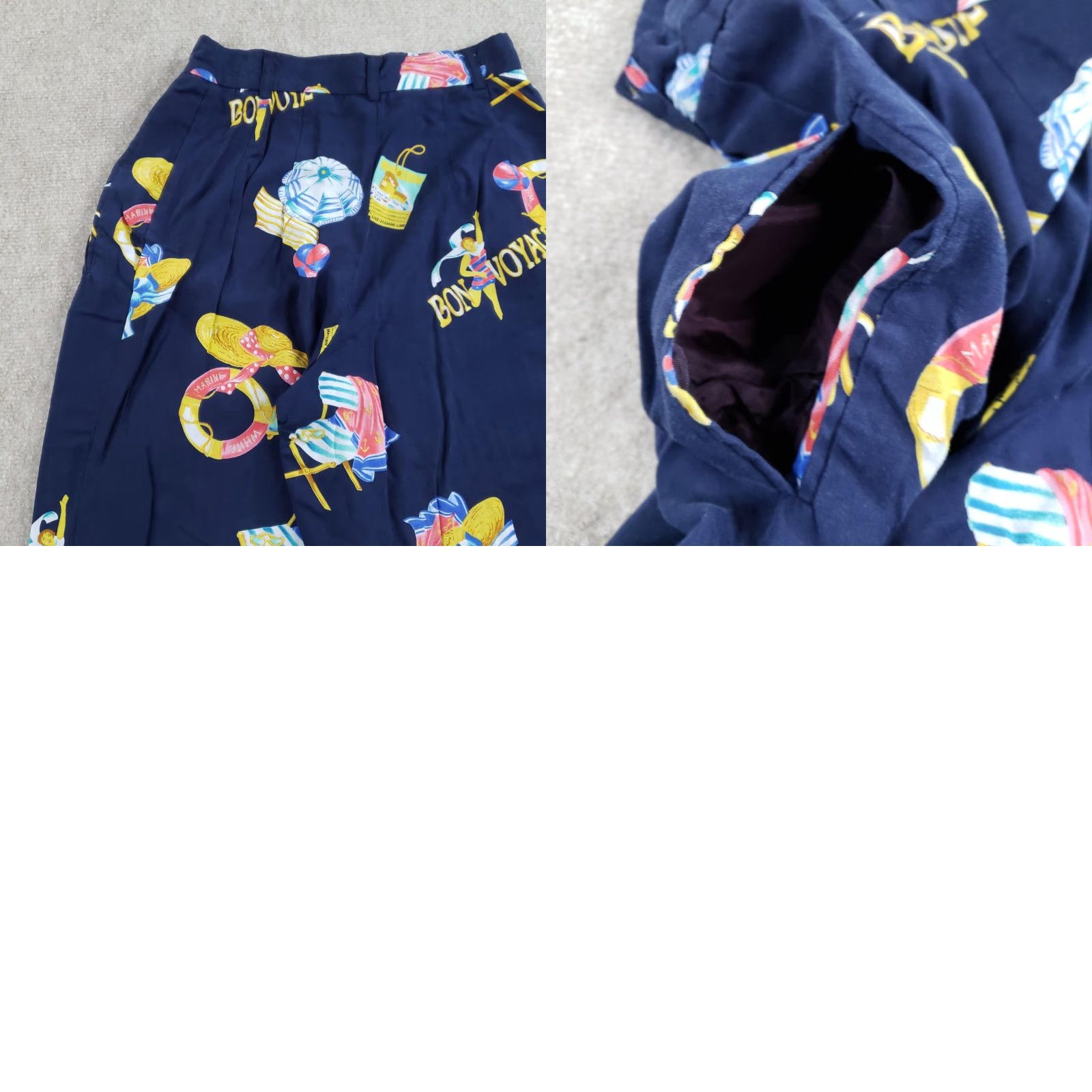 Vintage VINTAGE Breeches Pants Womens 2 Blue Bon Voyage Cruise Print High Rise Rayon 90s Size 26" / US 2 / IT 38 - 10 Thumbnail
