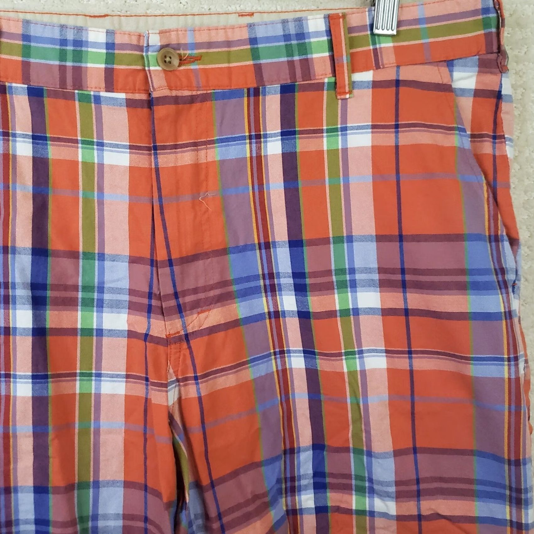 Bills Khakis Bills Khakis Men's Shorts Orange Multicolor Plaid 37x10 Flat Front Casual Size US 37 - 4 Thumbnail