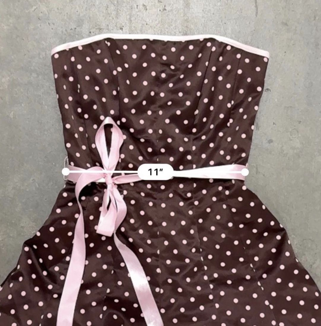 Other vintage 90s brown polka dot strapless ruffle mini dress Size XS / US 0-2 / IT 36-38 - 7 Thumbnail