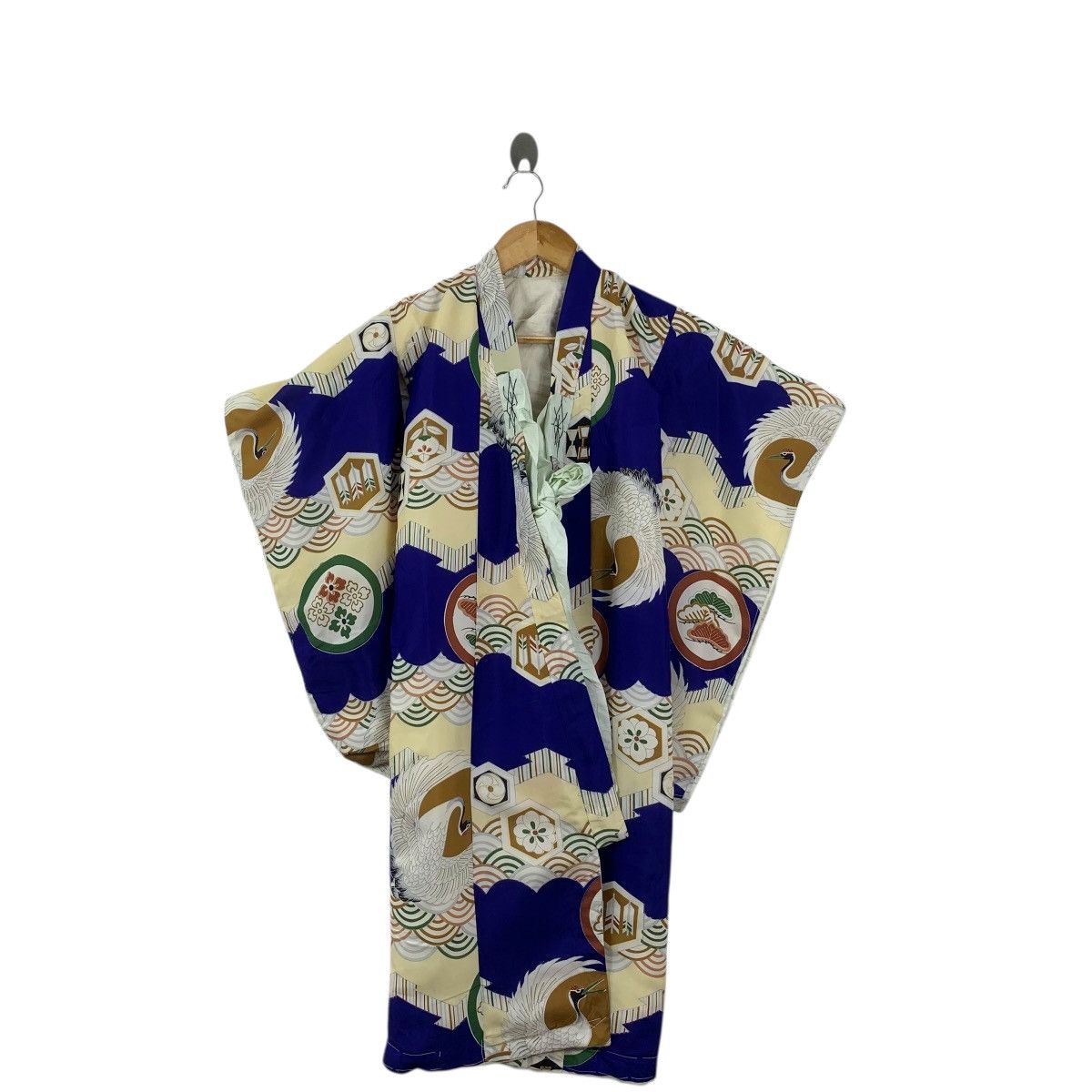 Vintage Vintage 70s KIMONO JAPAN SEIGAIHA Crane Traditional Geisha Size S / US 4 / IT 40 - 1 Thumbnail