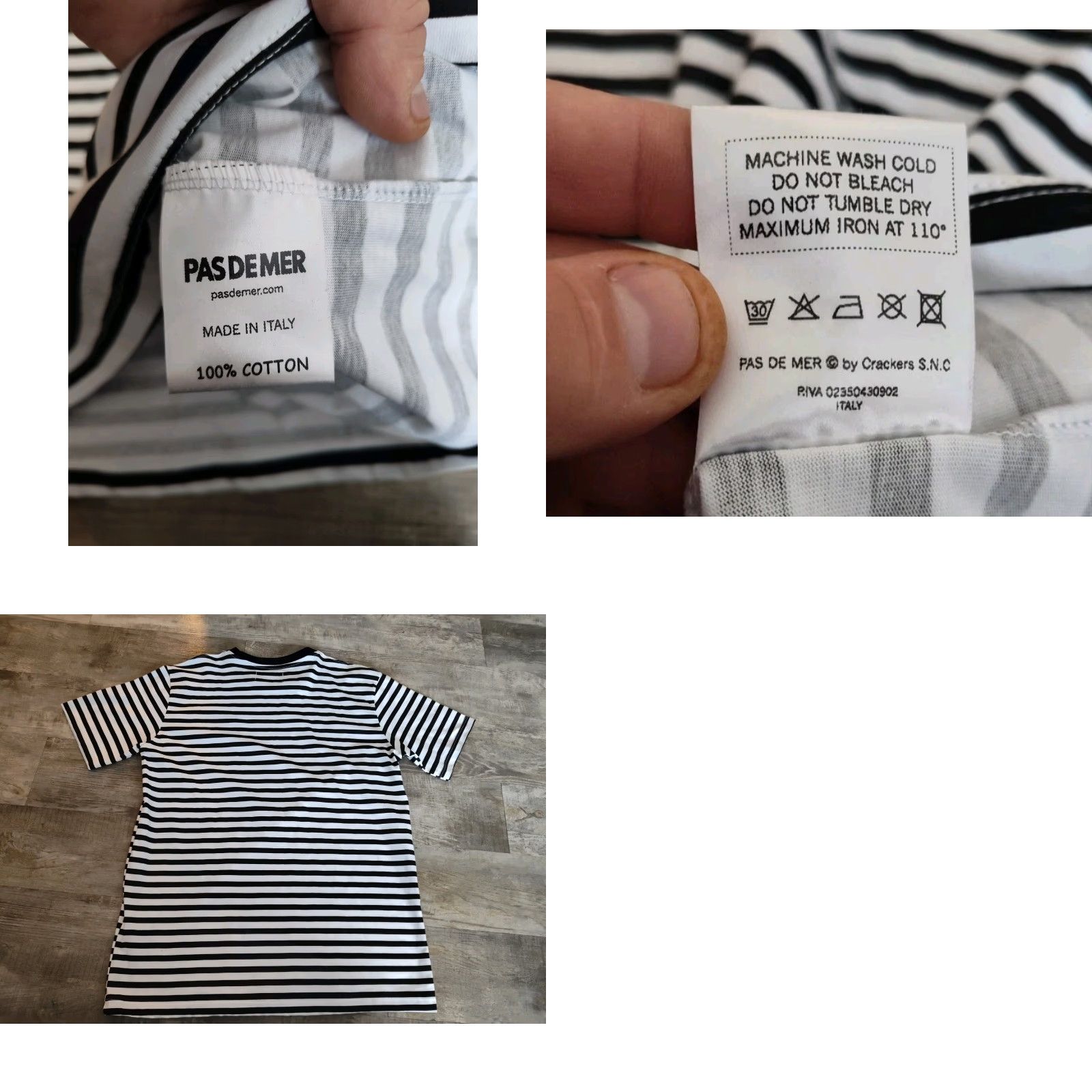 Vintage PASDEMER Italia Striped Logo Tee Shirt Mens S Crew Neck Short Sleeve Black & White Cotton T-Shirt Designer Italian Vintage No Size US S / EU 44-46 / 1 - 8 Thumbnail